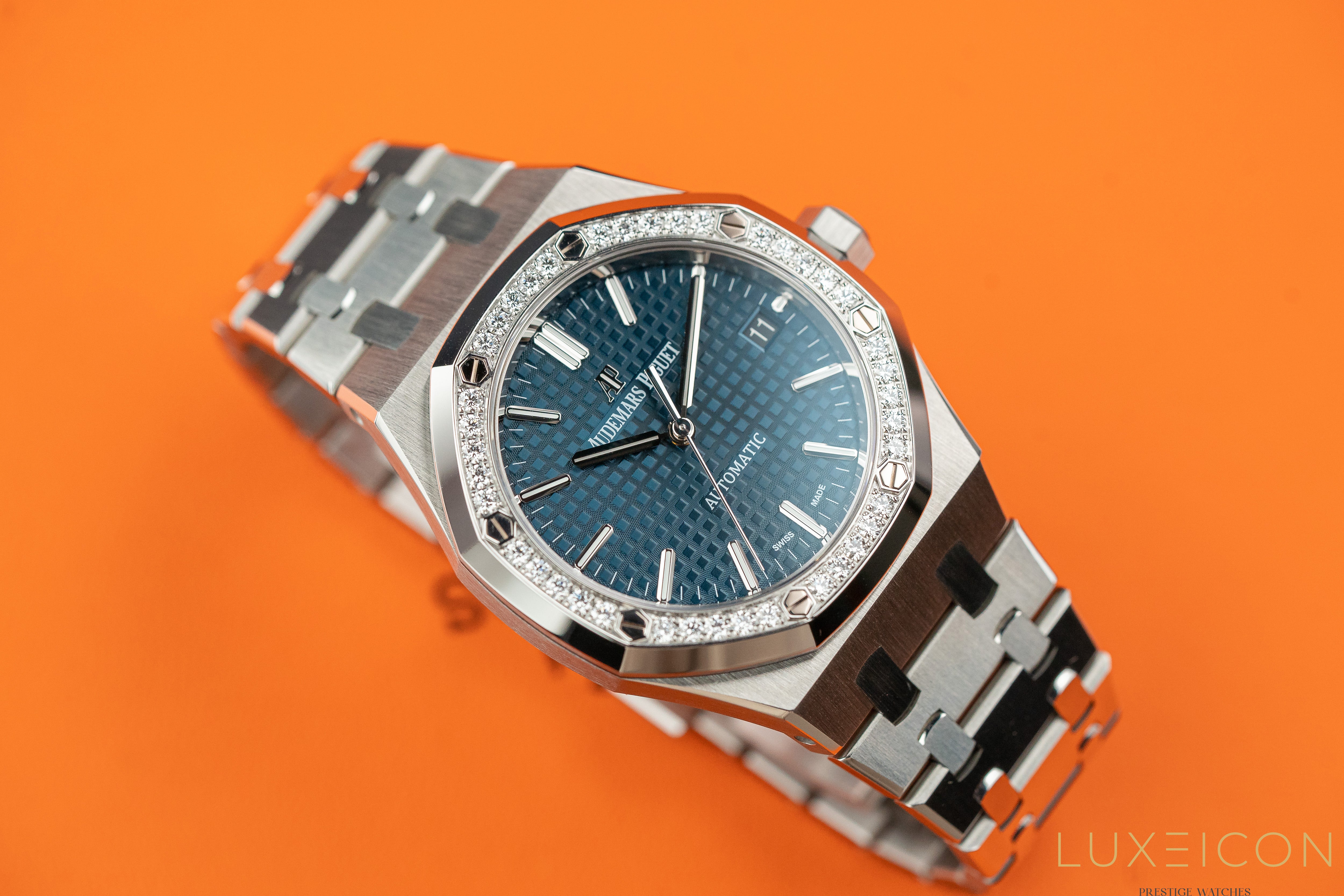 Audemars Piguet Royal Oak 37mm Steel Blue Dial Diamond Bezel 15451ST 2019