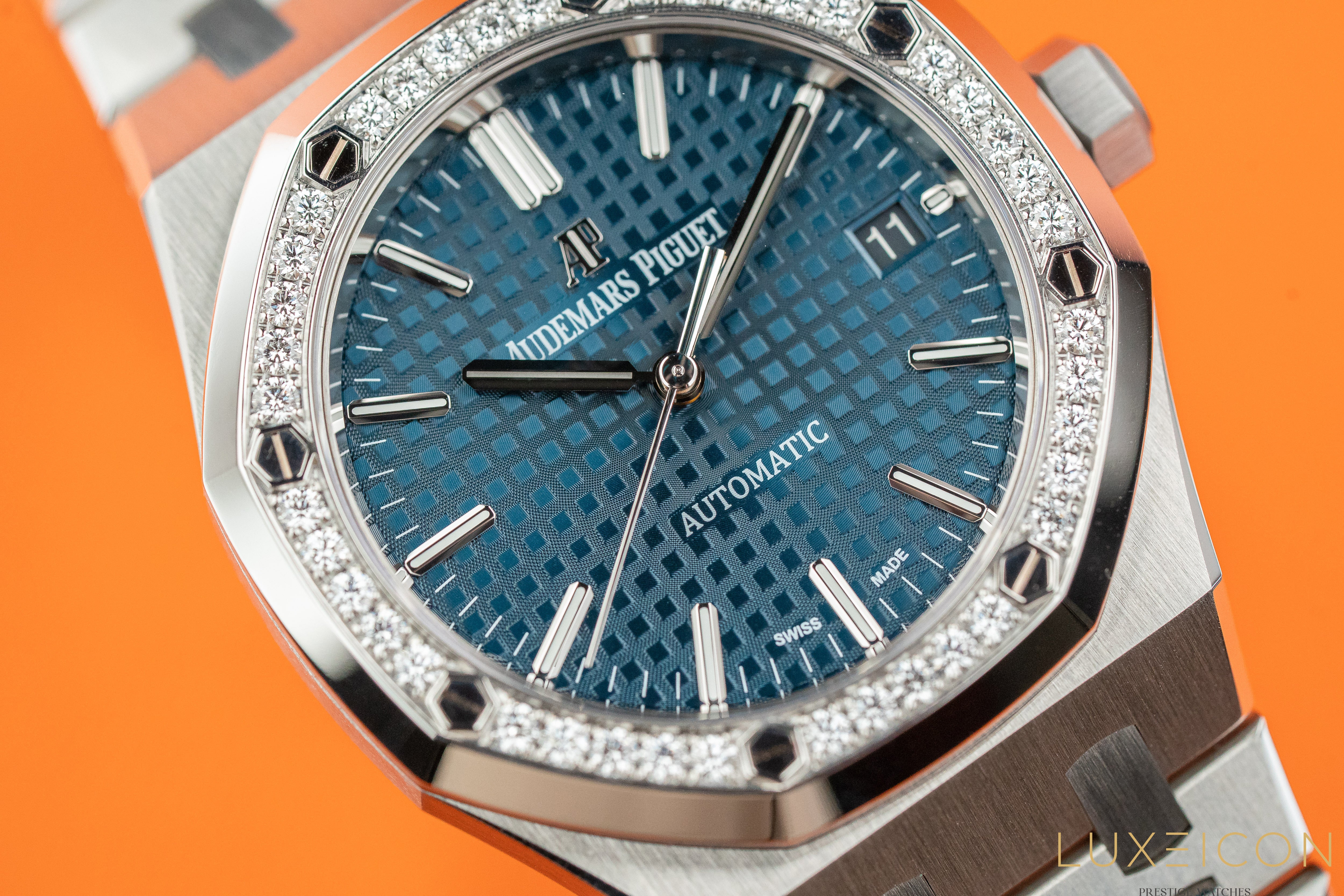 Audemars Piguet Royal Oak 37mm Steel Blue Dial Diamond Bezel 15451ST 2019