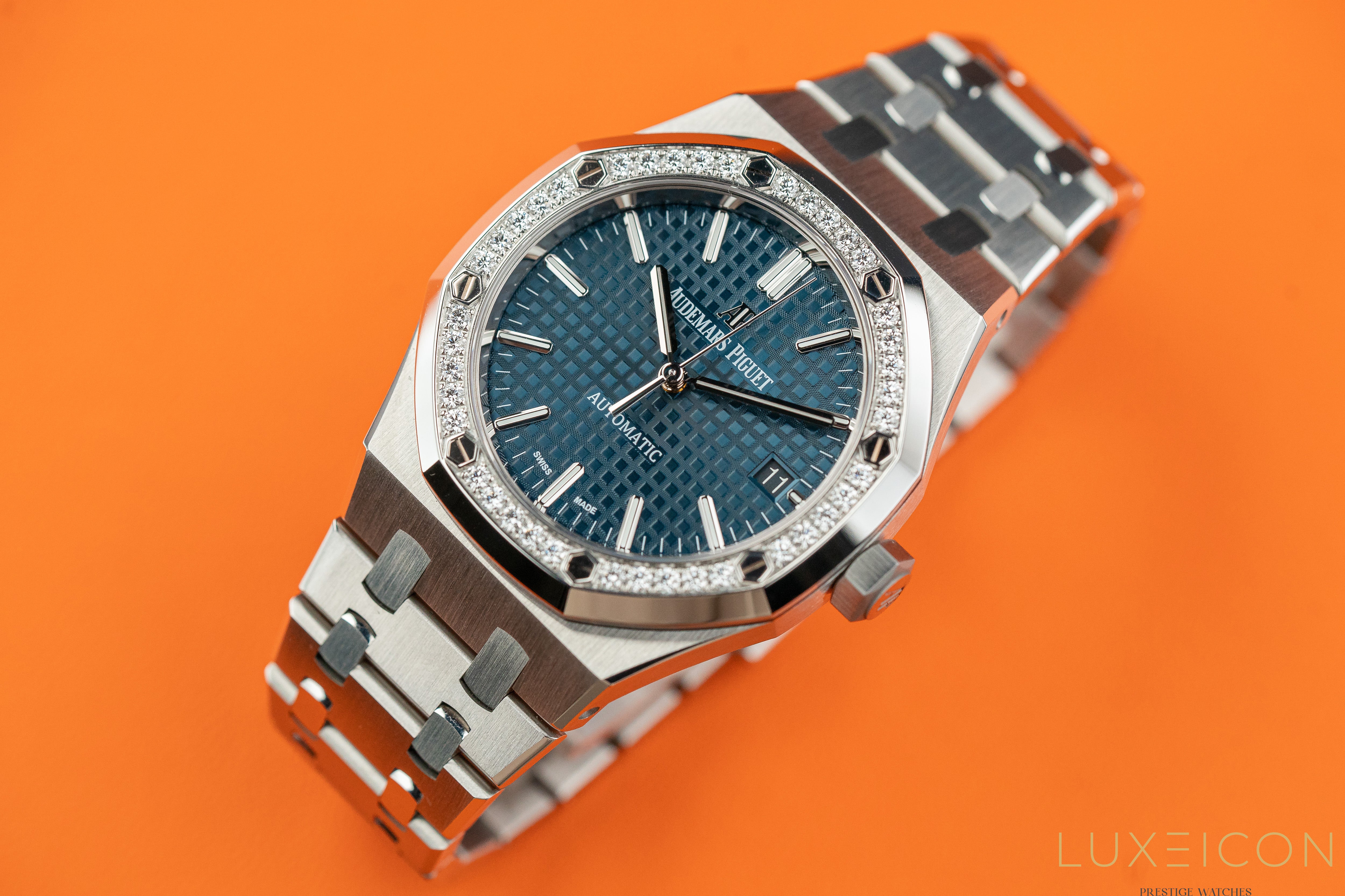 Audemars Piguet Royal Oak 37mm Steel Blue Dial Diamond Bezel 15451ST 2019