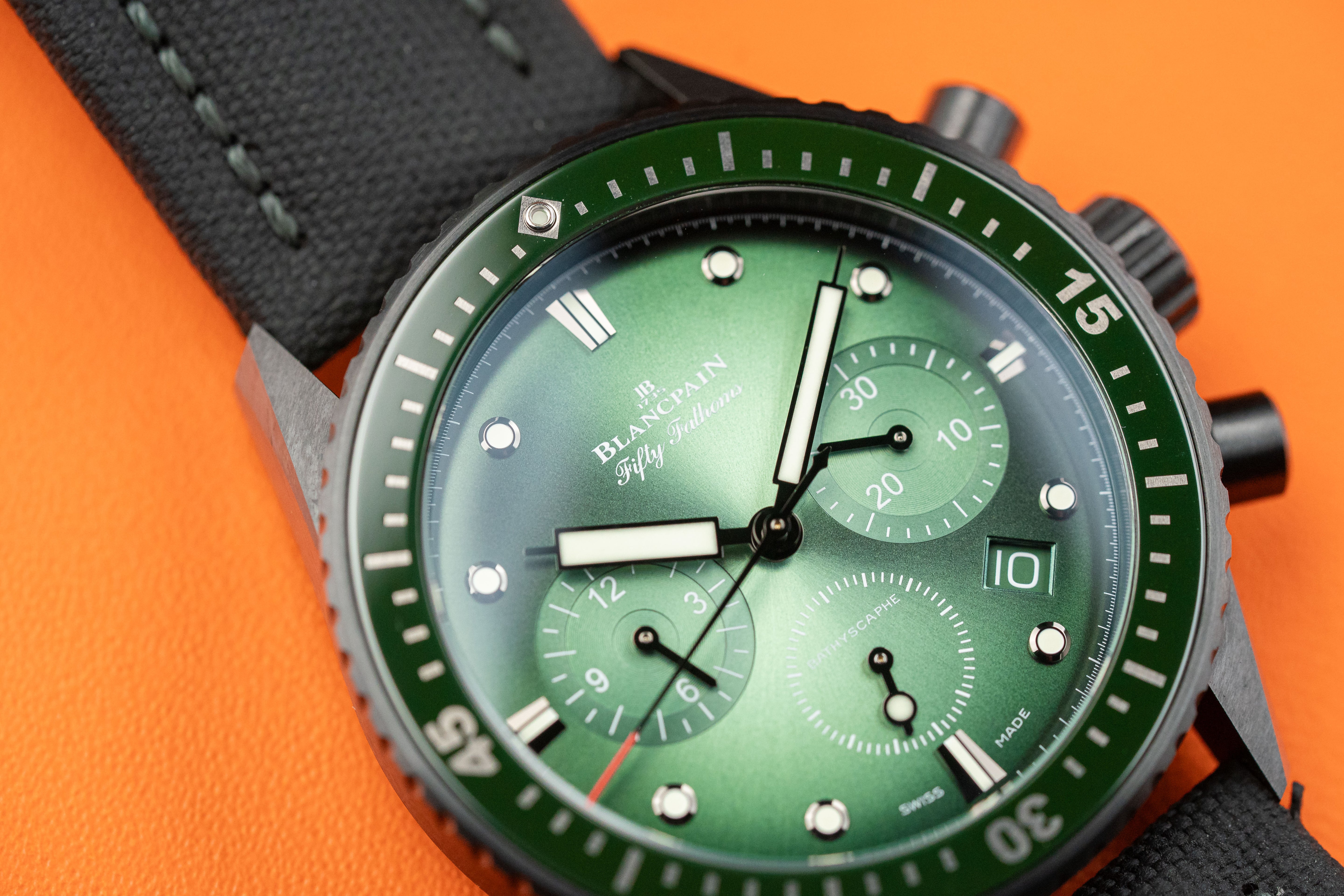 Blancpain Fifty Fathoms Bathyscaphe Ceramic 43.6mm Chronograph Flyback Green