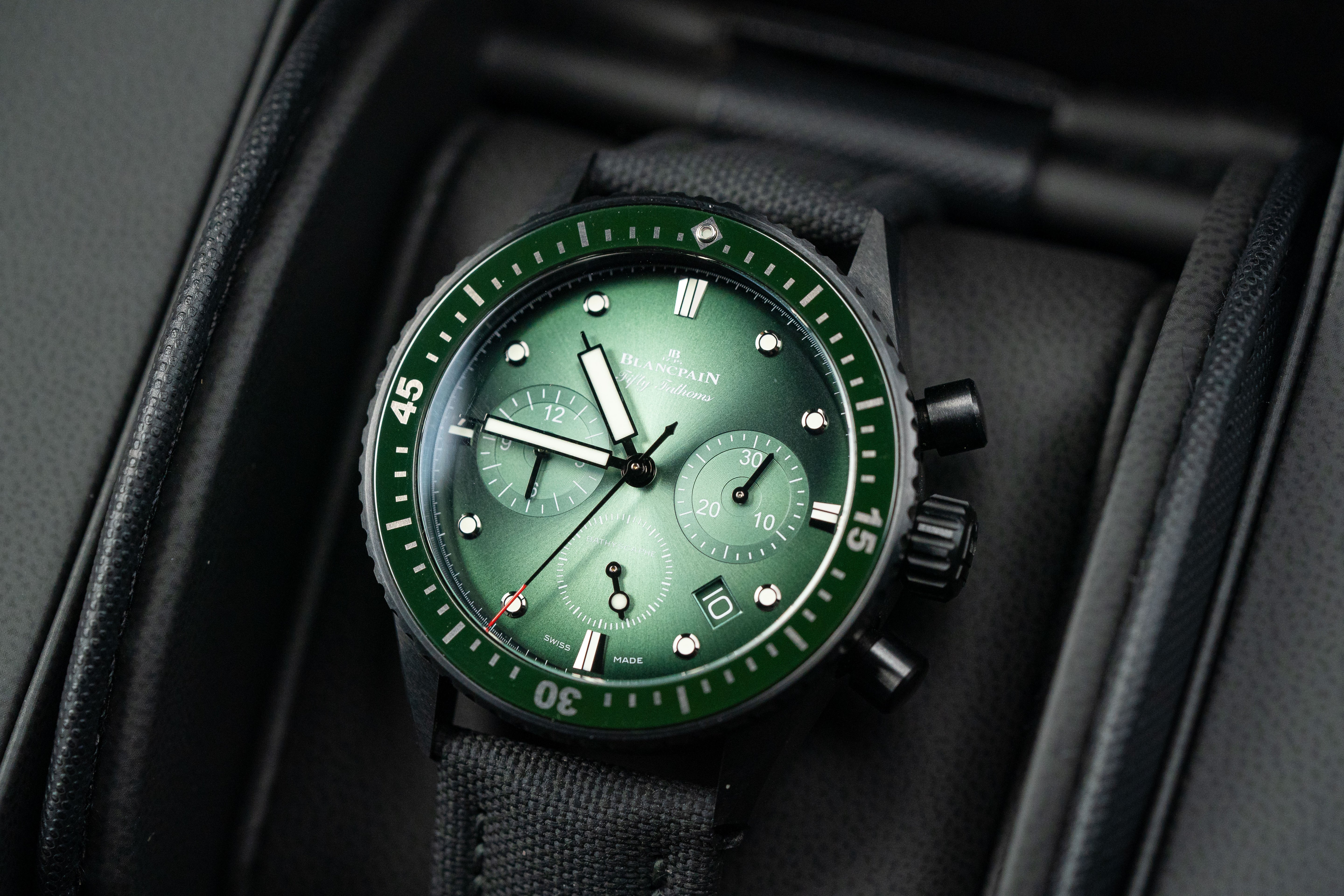 Blancpain Fifty Fathoms Bathyscaphe Ceramic 43.6mm Chronograph Flyback Green