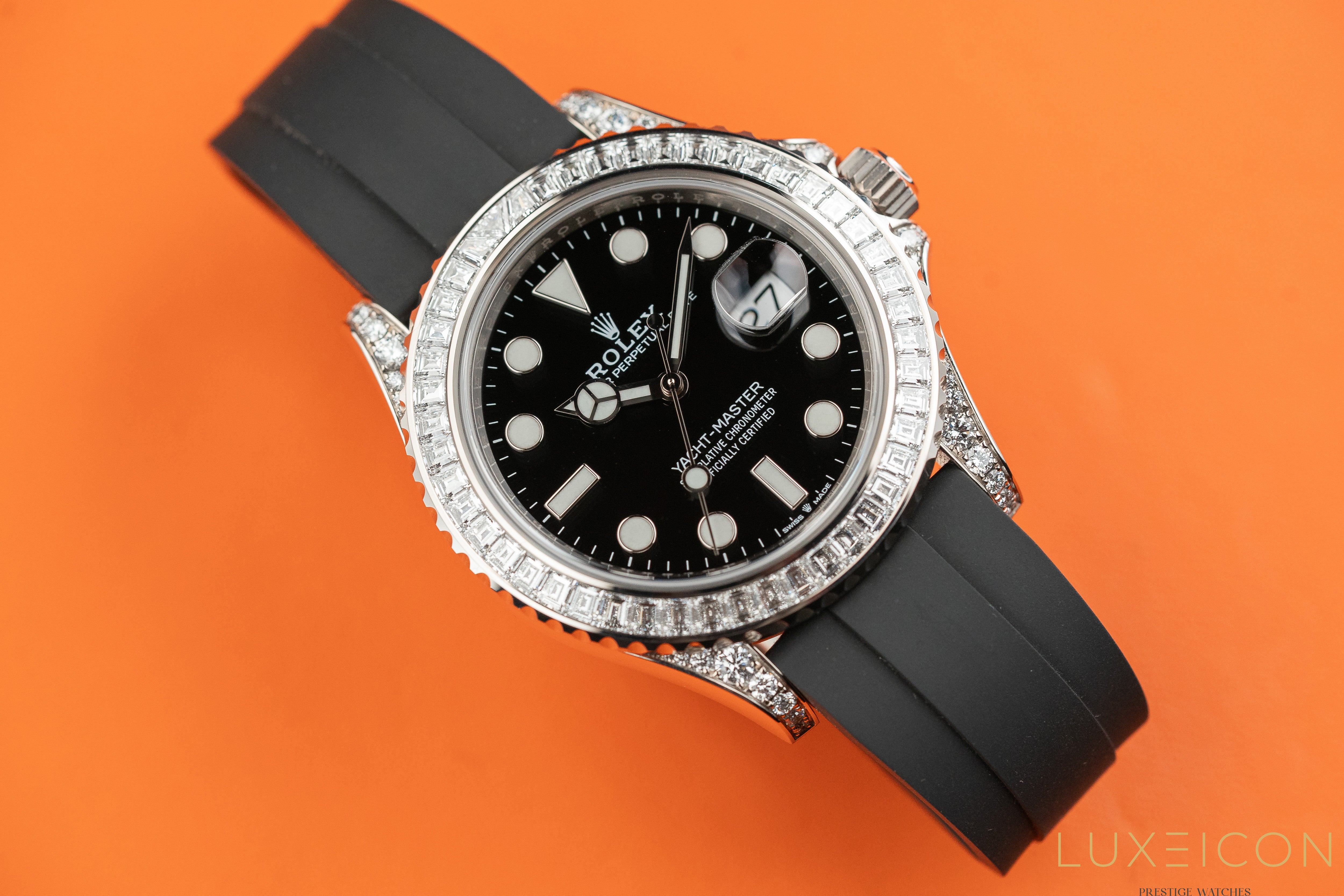 Rolex Yacht-Master 42mm White Gold Black Dial Diamond Bezel 226679TBR