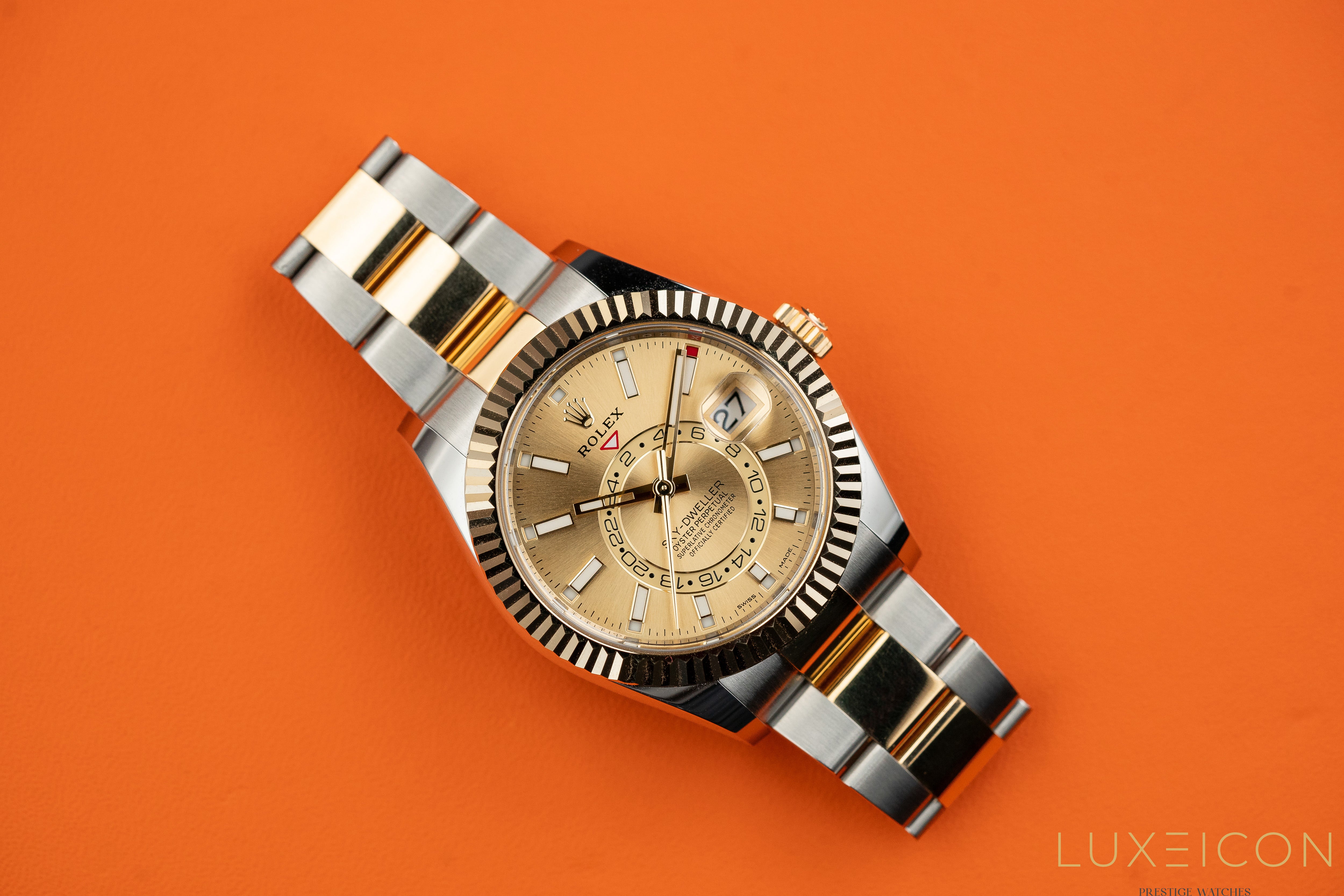 Rolex Sky-Dweller Yellow Gold And Steel Two Tone 42mm Champagne Dial 326933