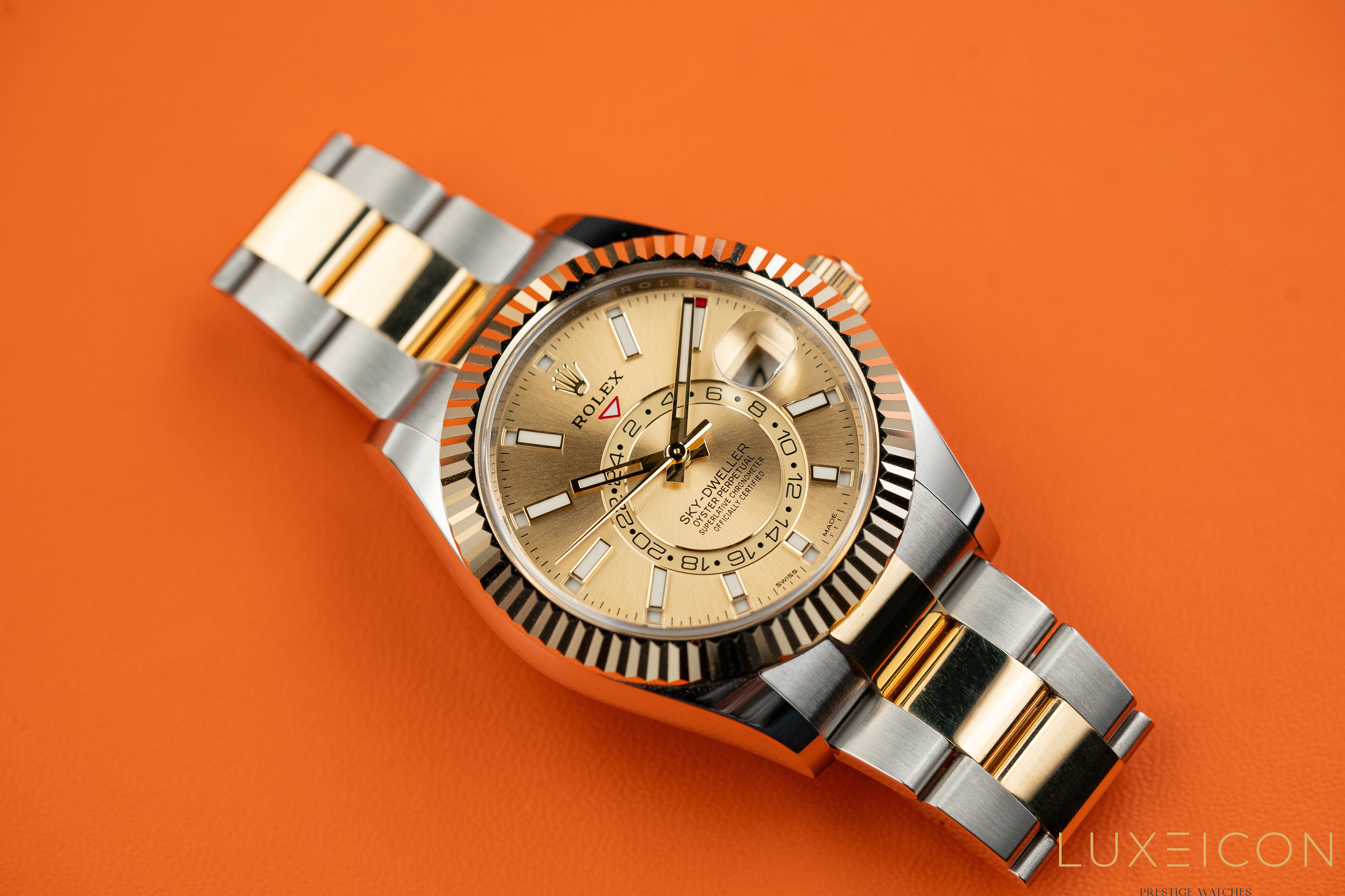 Rolex Sky-Dweller Yellow Gold And Steel Two Tone 42mm Champagne Dial 326933