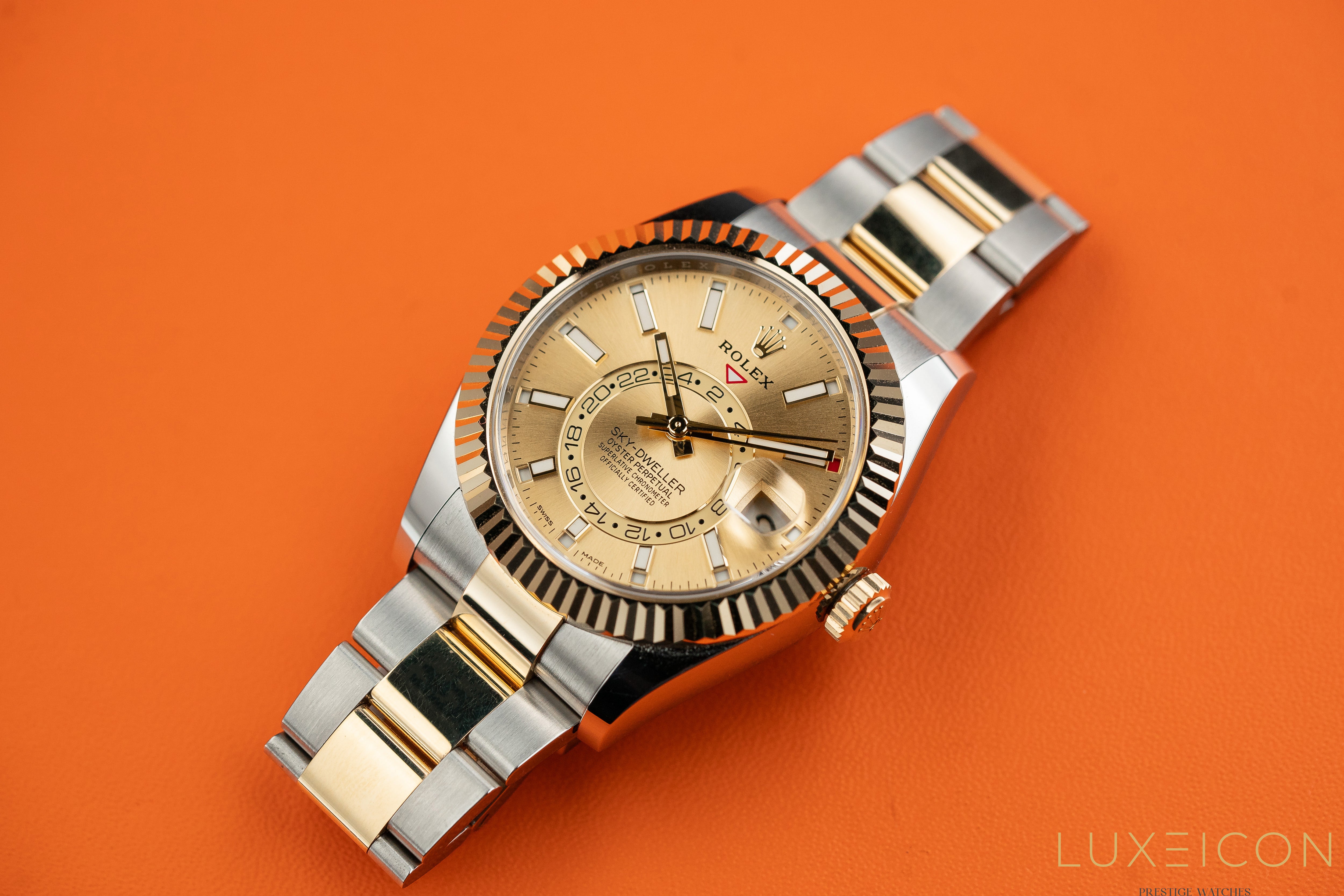 Rolex Sky-Dweller Yellow Gold And Steel Two Tone 42mm Champagne Dial 326933