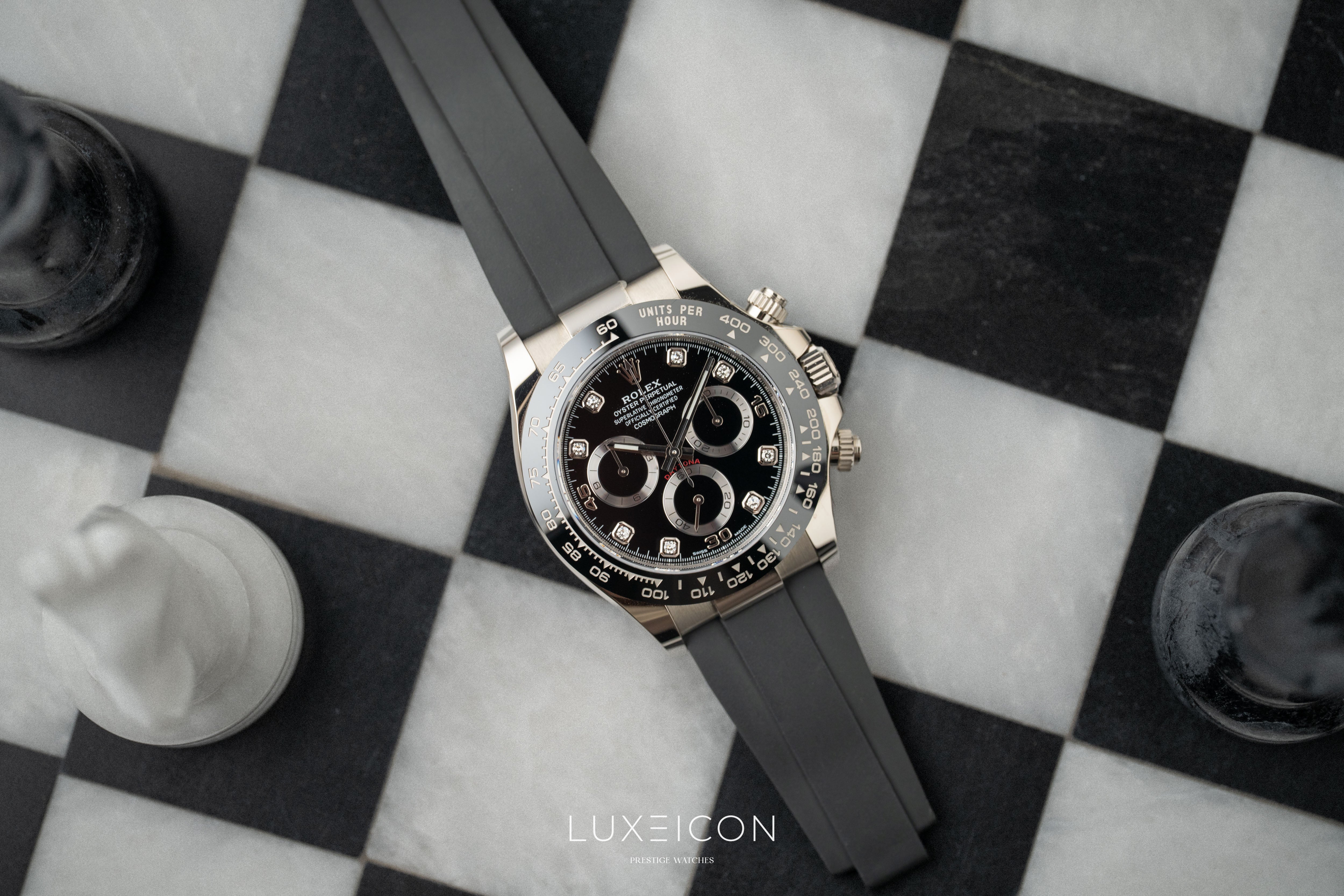 Rolex Daytona Cosmograph Daytona White Gold Diamonds Dial Oysterflex 116519LN 2023