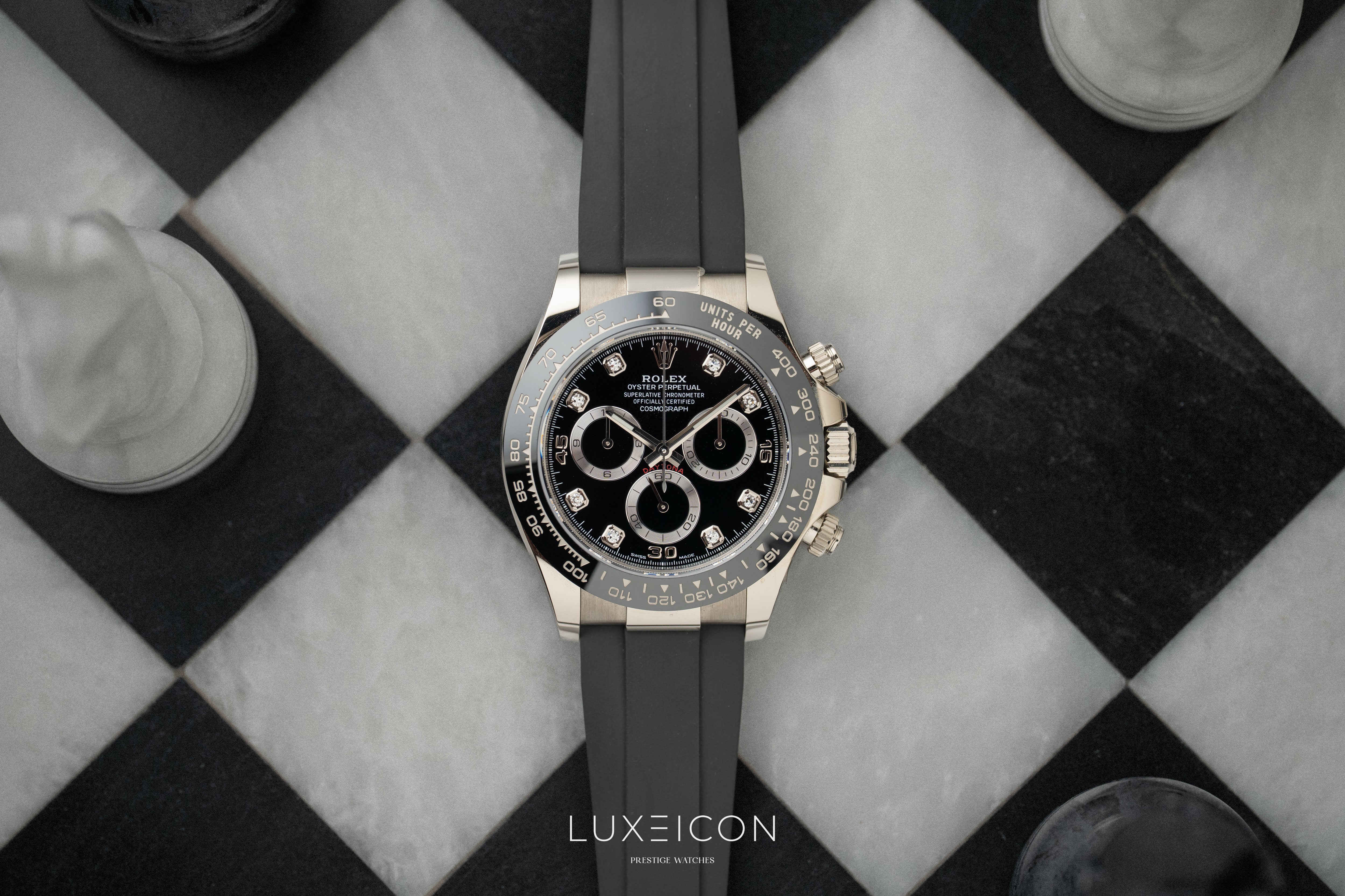 Rolex Daytona Cosmograph Daytona White Gold Diamonds Dial Oysterflex 116519LN 2023