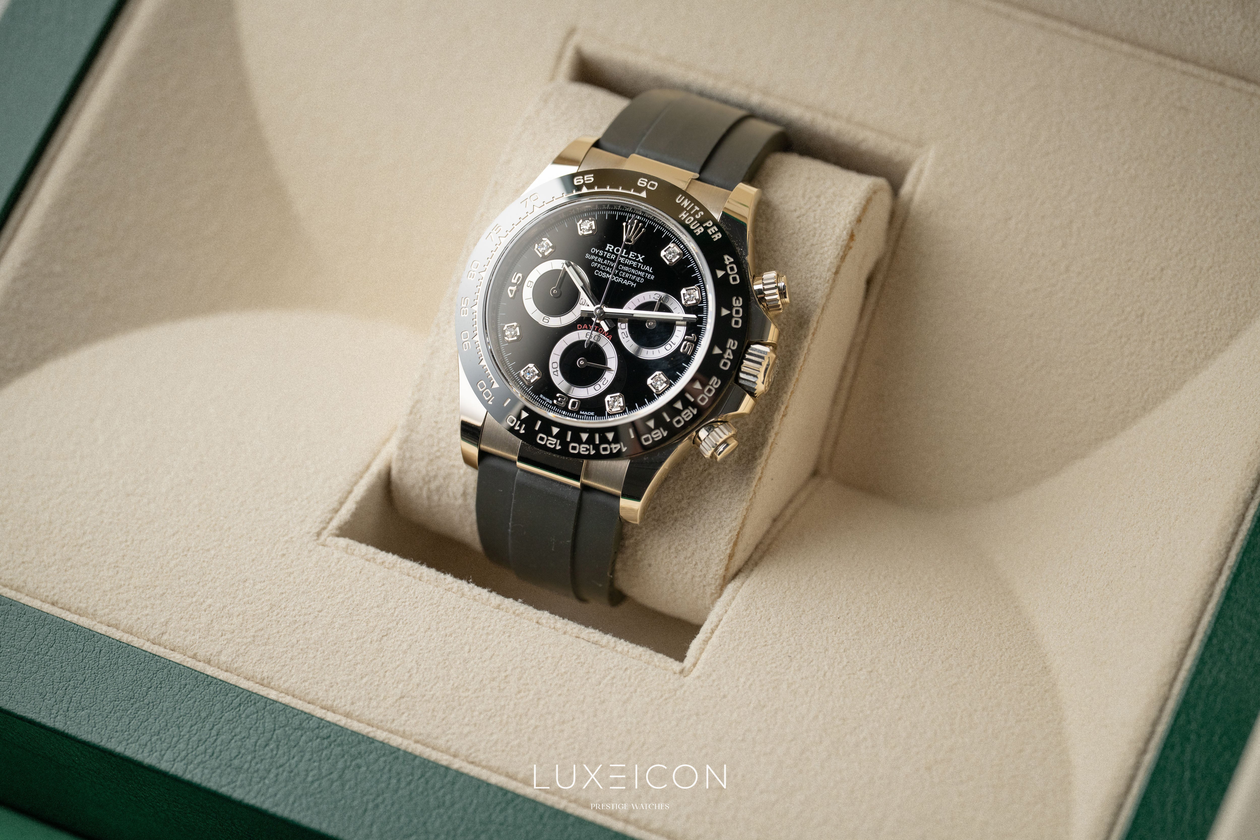 Rolex Daytona Cosmograph Daytona White Gold Diamonds Dial Oysterflex 116519LN 2023