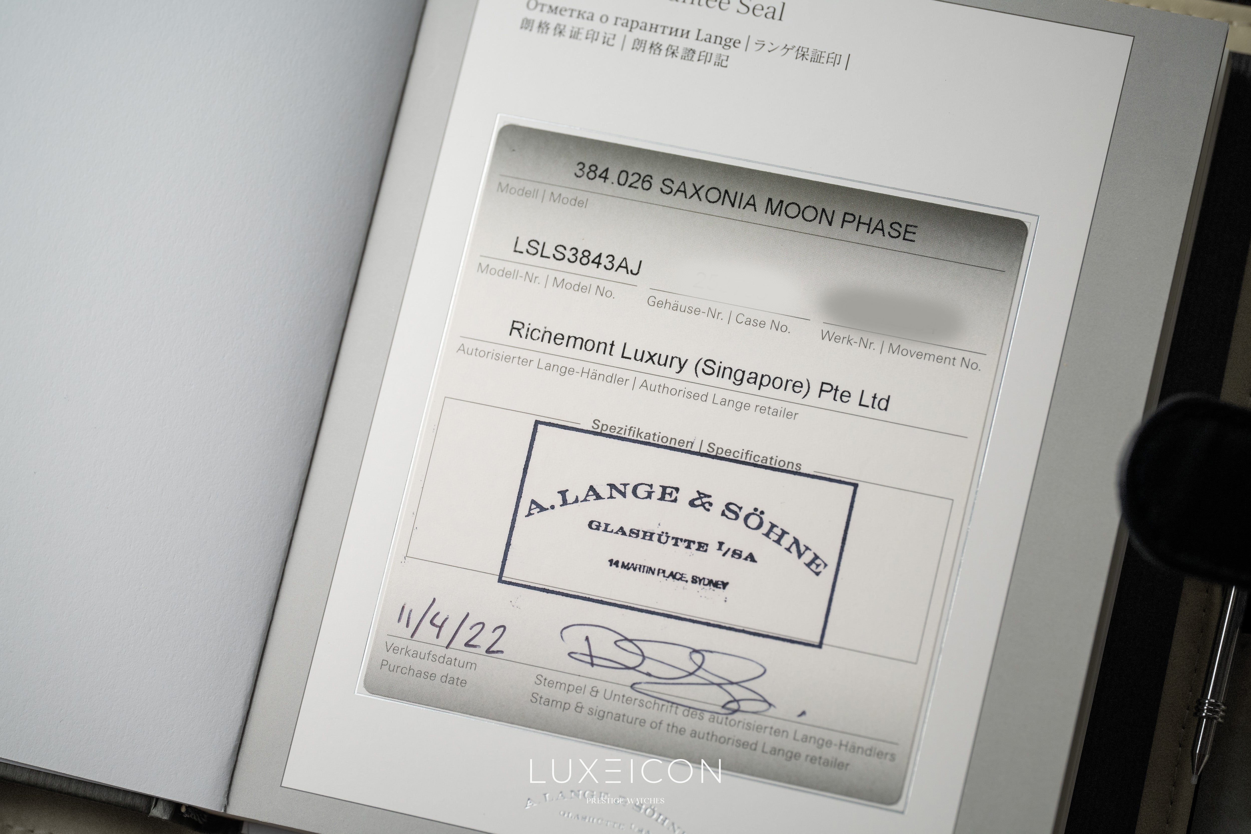 A. Lange & Söhne Saxonia 384.026 Moon Phase Automatic White gold 2022