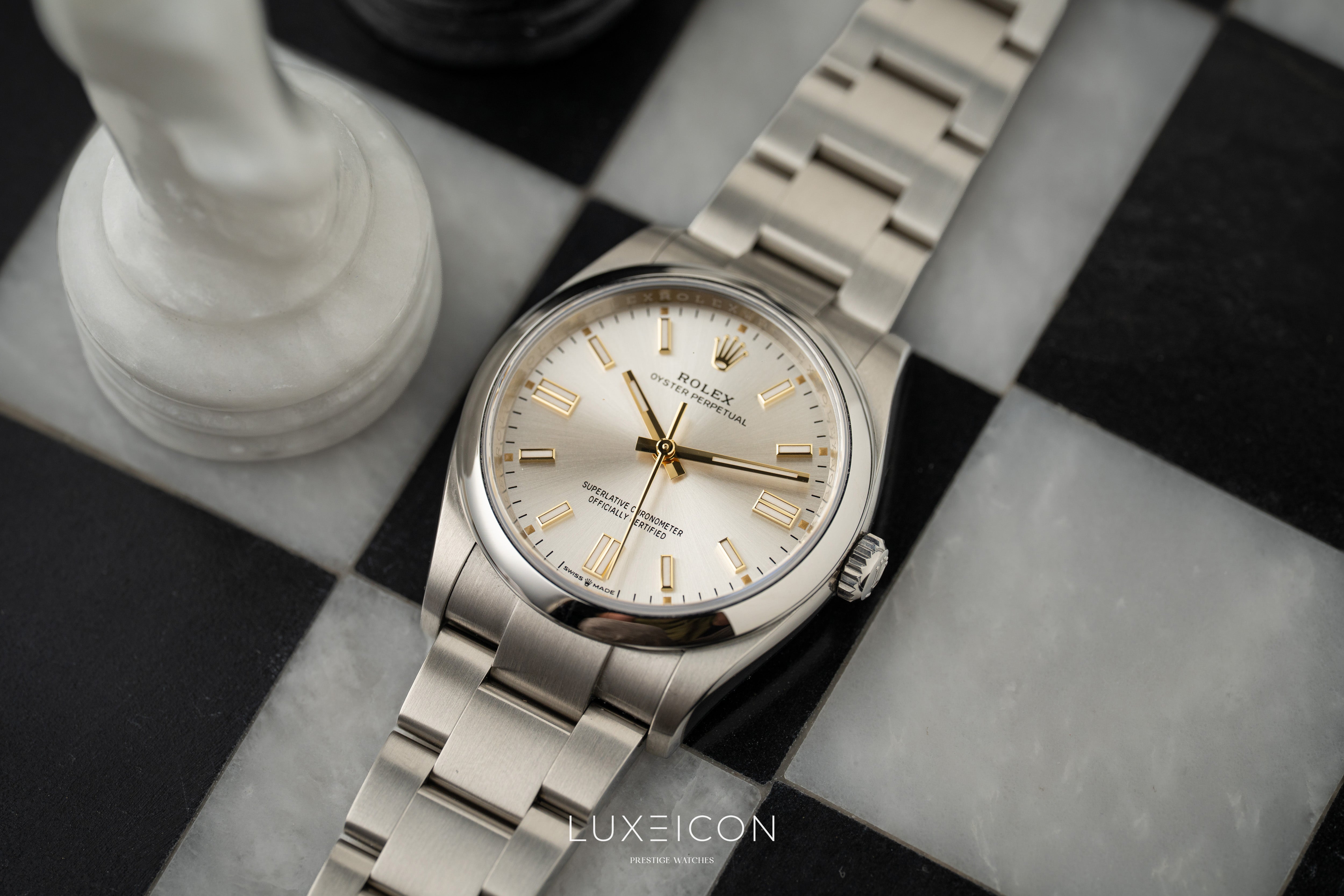 Rolex Oyster Perpetual 36 36mm Stainless Steel Smooth Bezel Silver Index Dial 126000 2024
