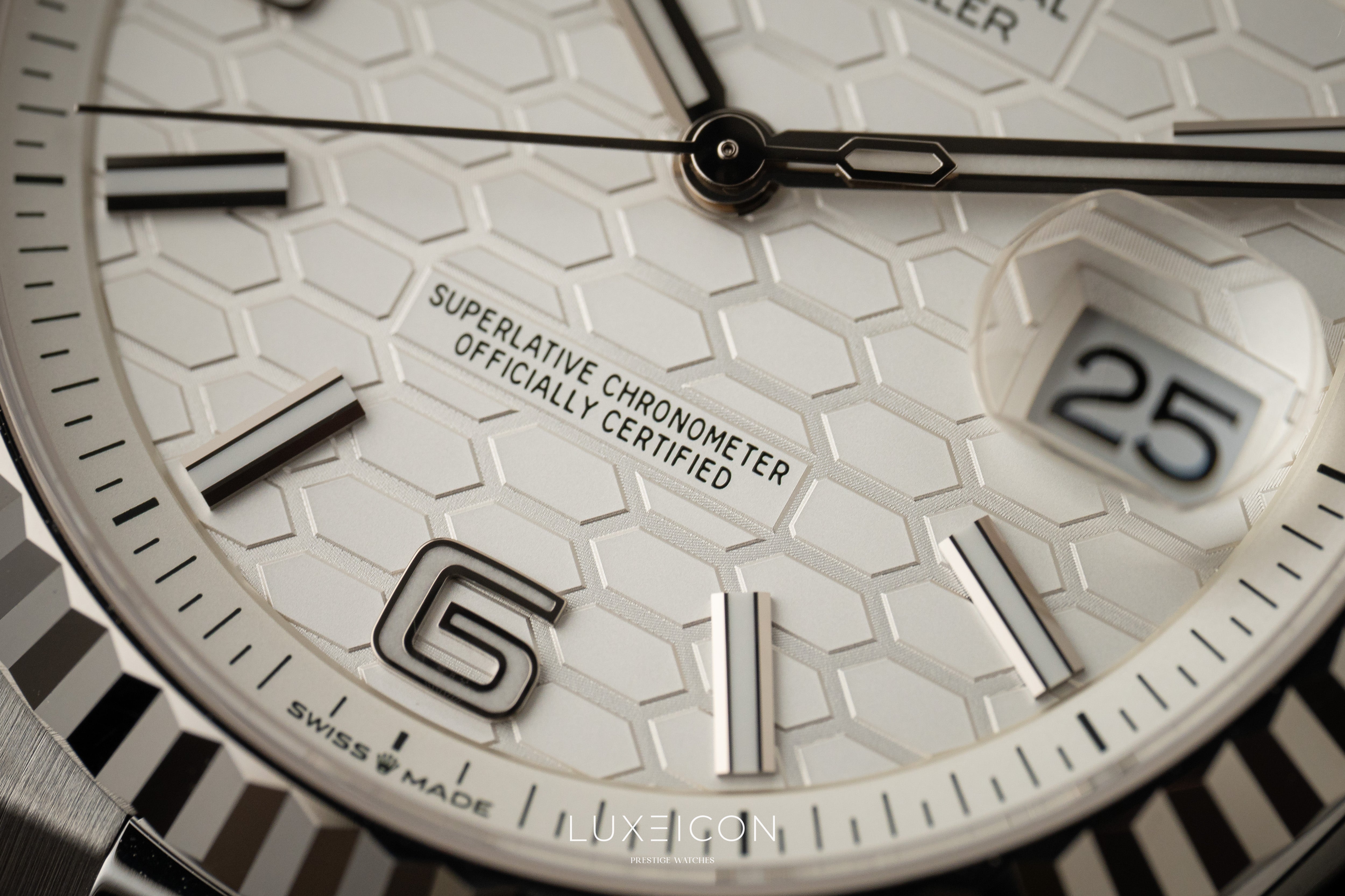 Rolex Land Dweller Oystersteel White Gold 40mm White Honeycomb Motif Dial 127334 2026