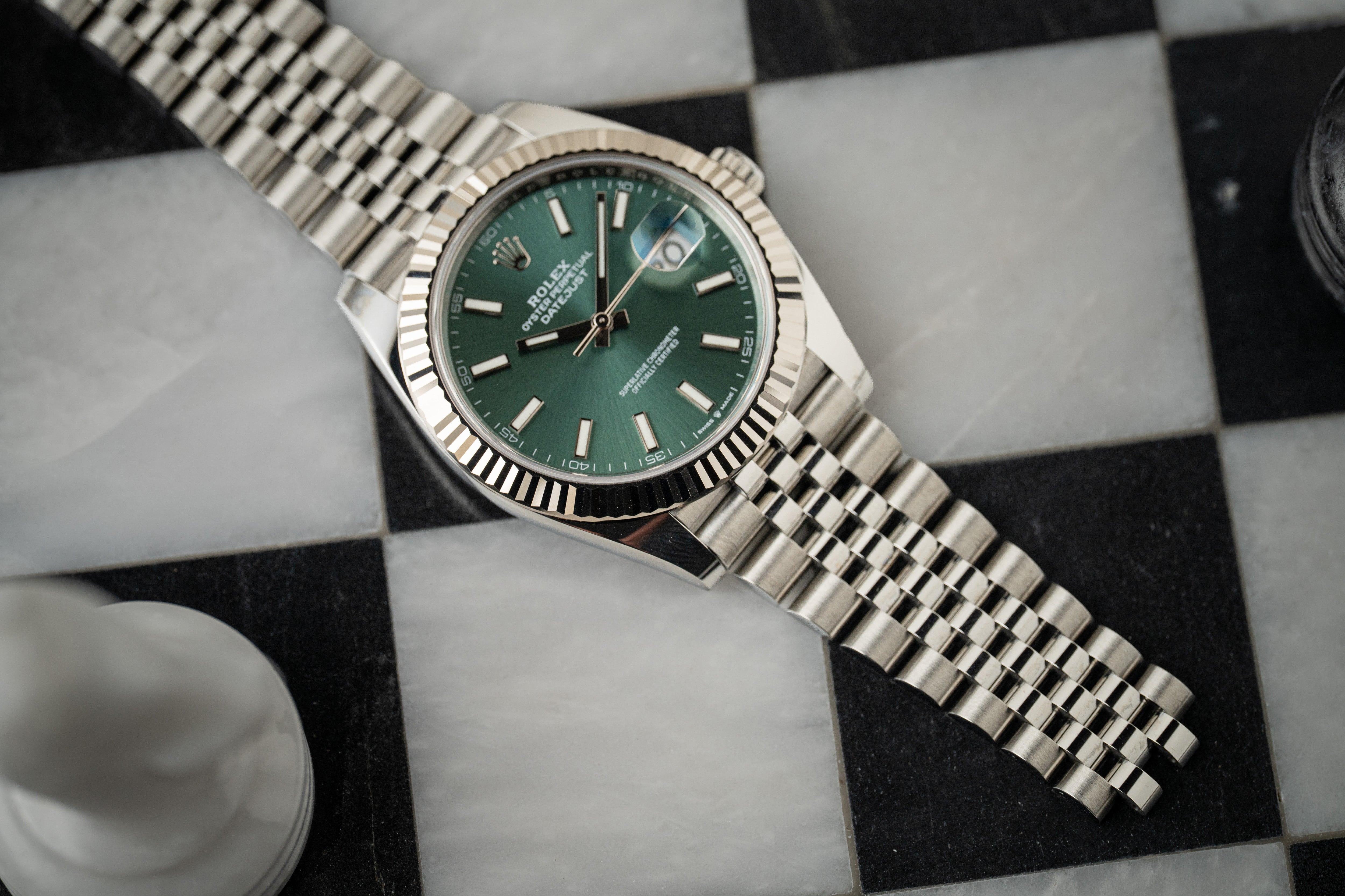 Rolex Datejust 41 126334 Mint Green Dial White Gold Fluted Bezel Jubilee 2022