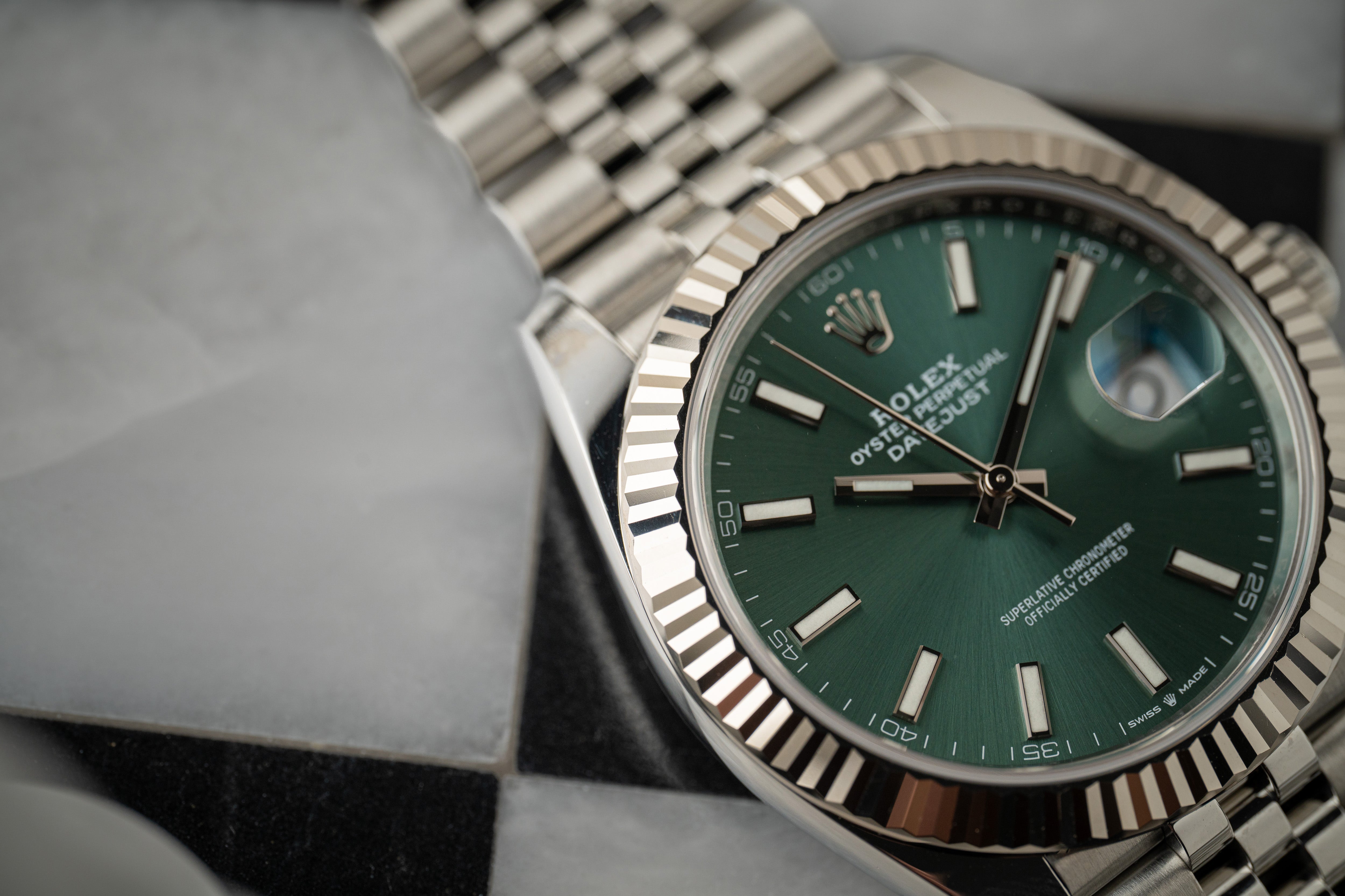 Rolex Datejust 41 126334 Mint Green Dial White Gold Fluted Bezel Jubilee 2022