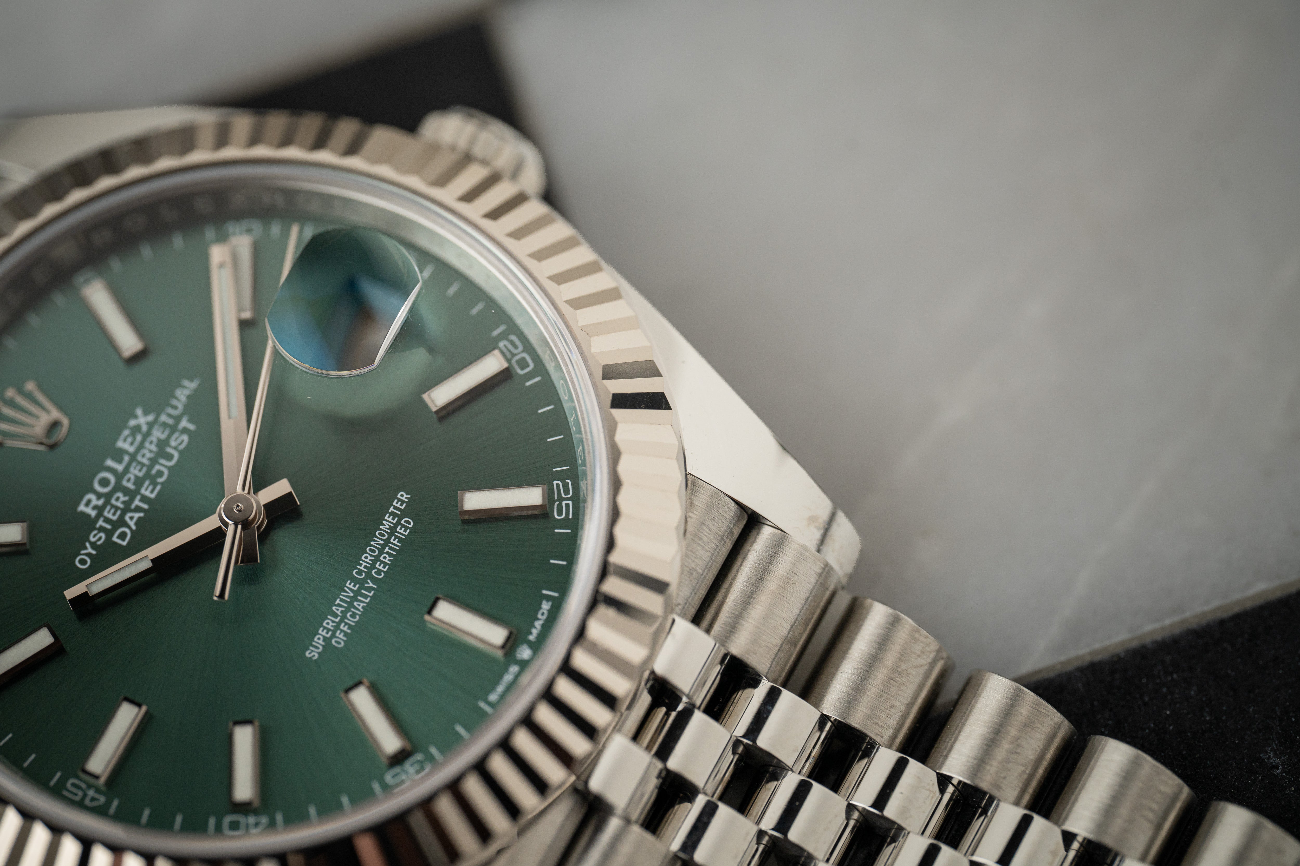 Rolex Datejust 41 126334 Mint Green Dial White Gold Fluted Bezel Jubilee 2022