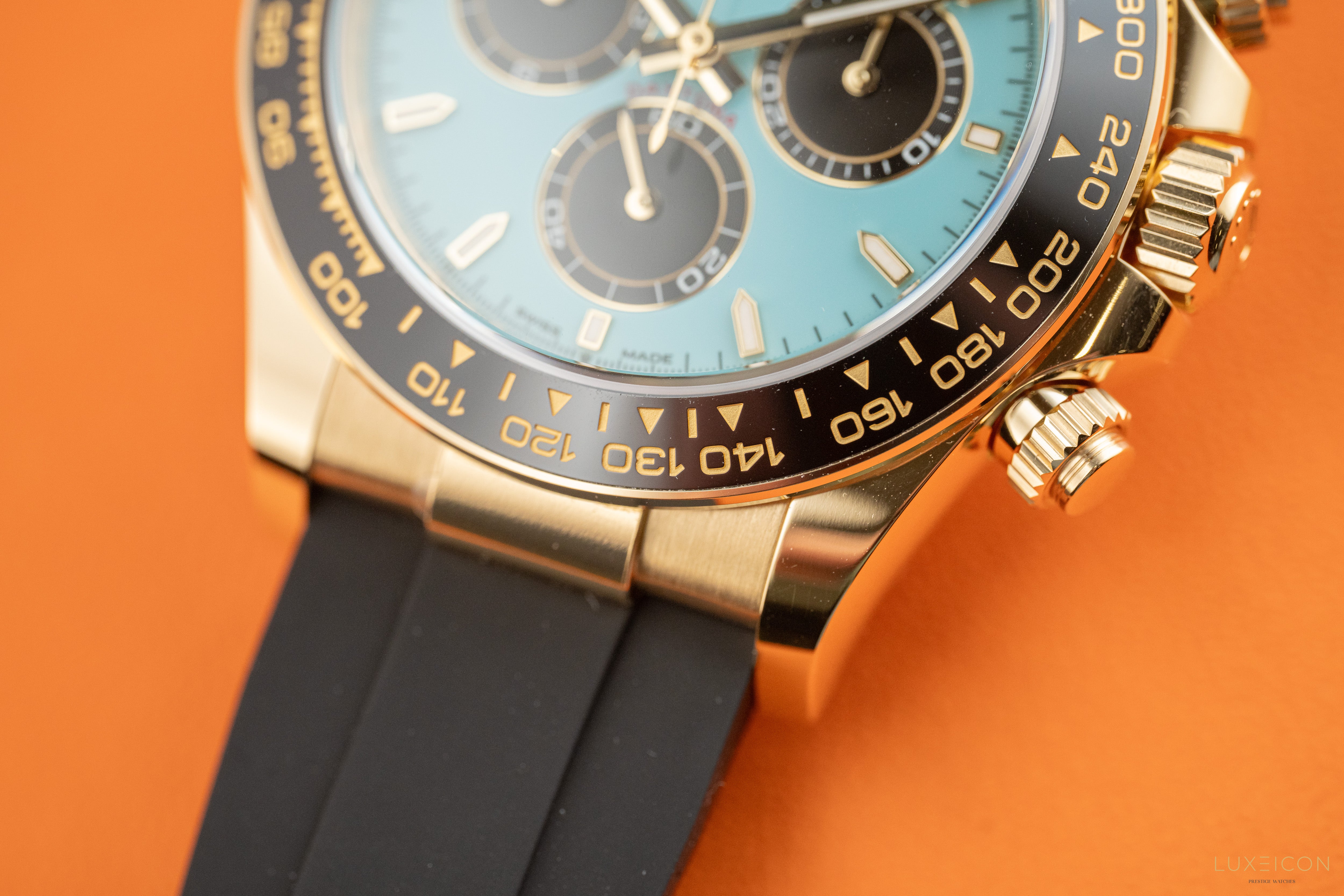 Rolex Cosmograph Daytona 40mm 126518LN Yellow Gold Oysterflex Turquoise Tiffany Dial