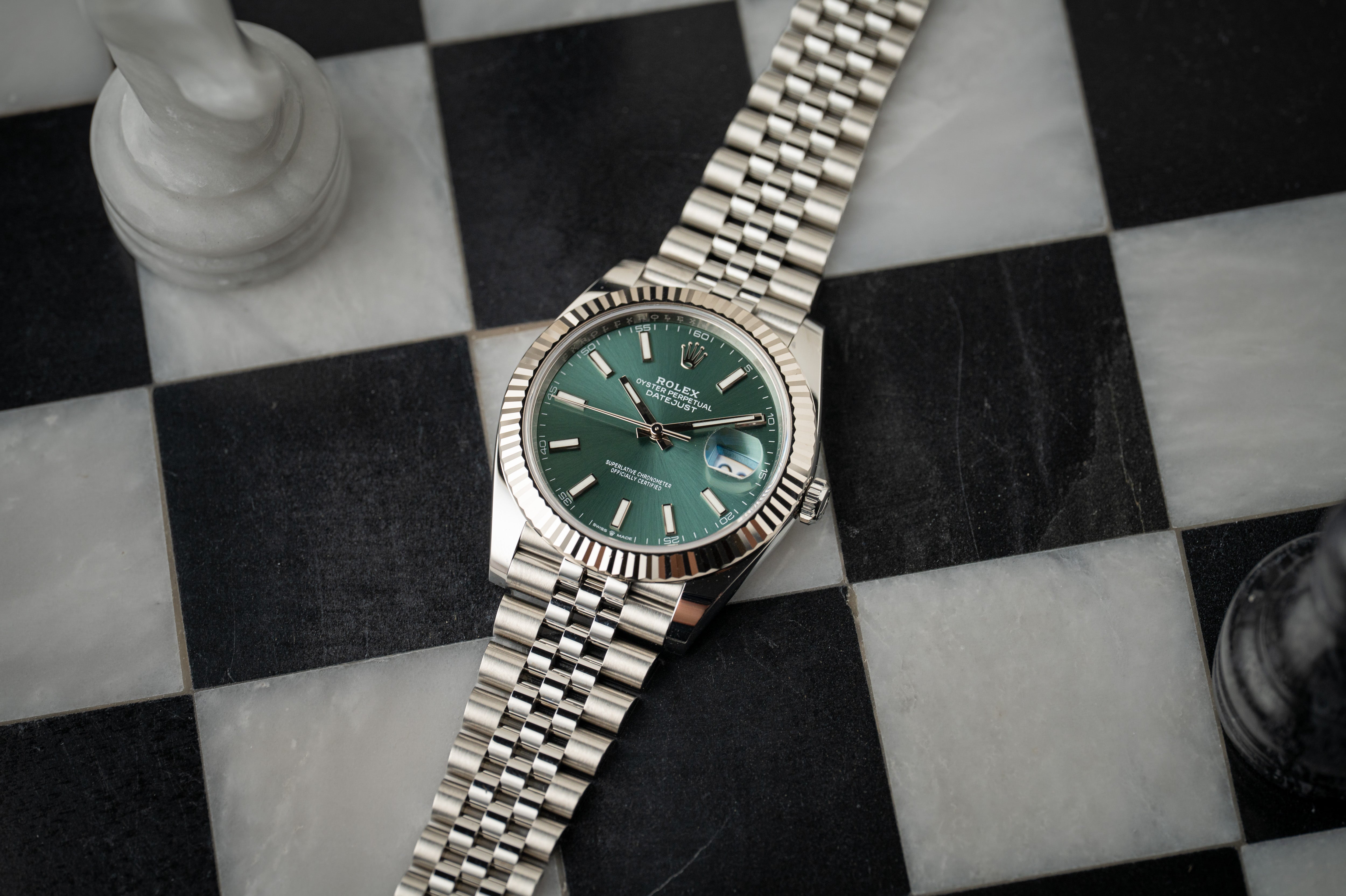 Rolex Datejust 41 126334 Mint Green Dial White Gold Fluted Bezel Jubilee 2022