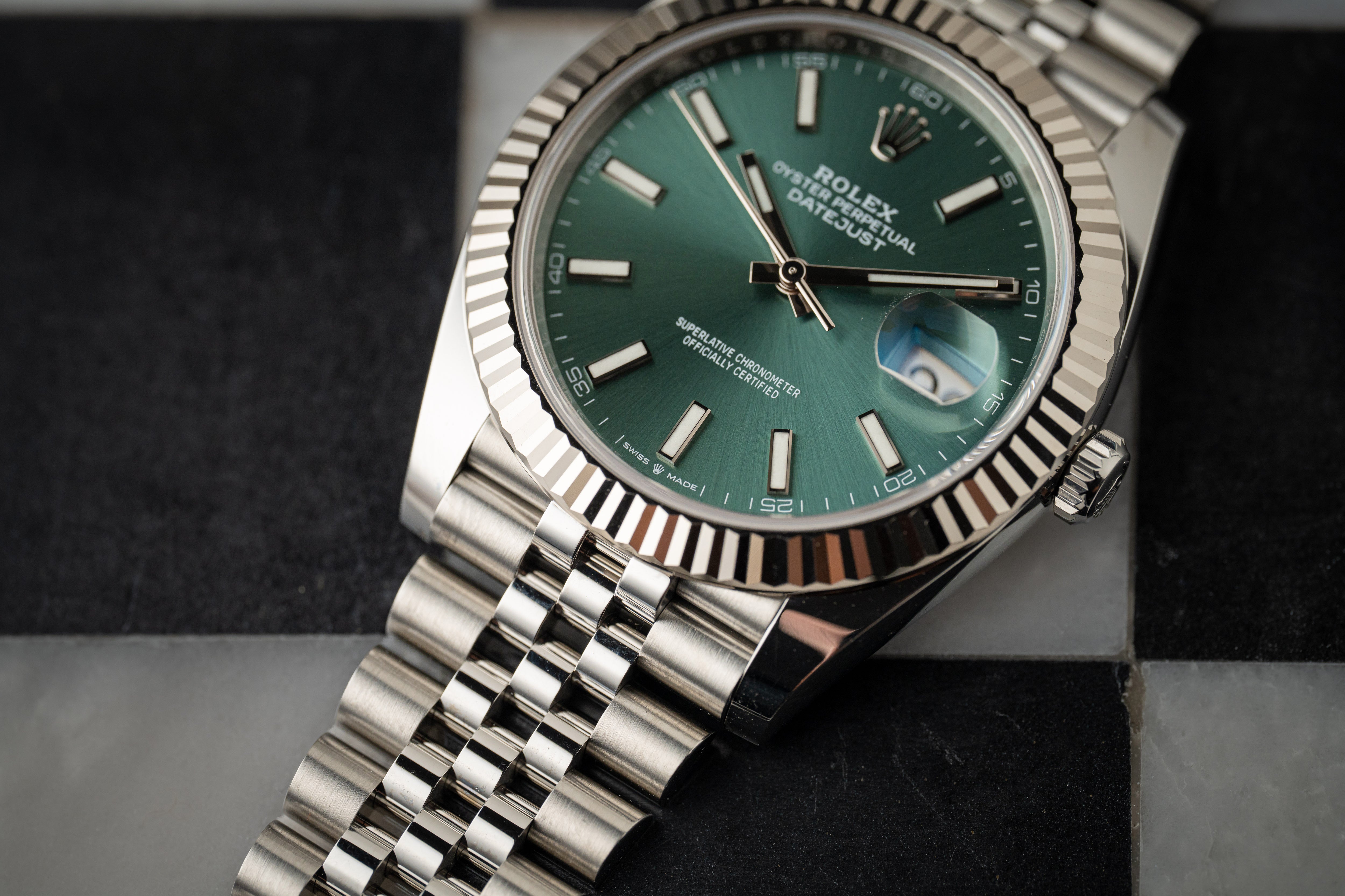 Rolex Datejust 41 126334 Mint Green Dial White Gold Fluted Bezel Jubilee 2022