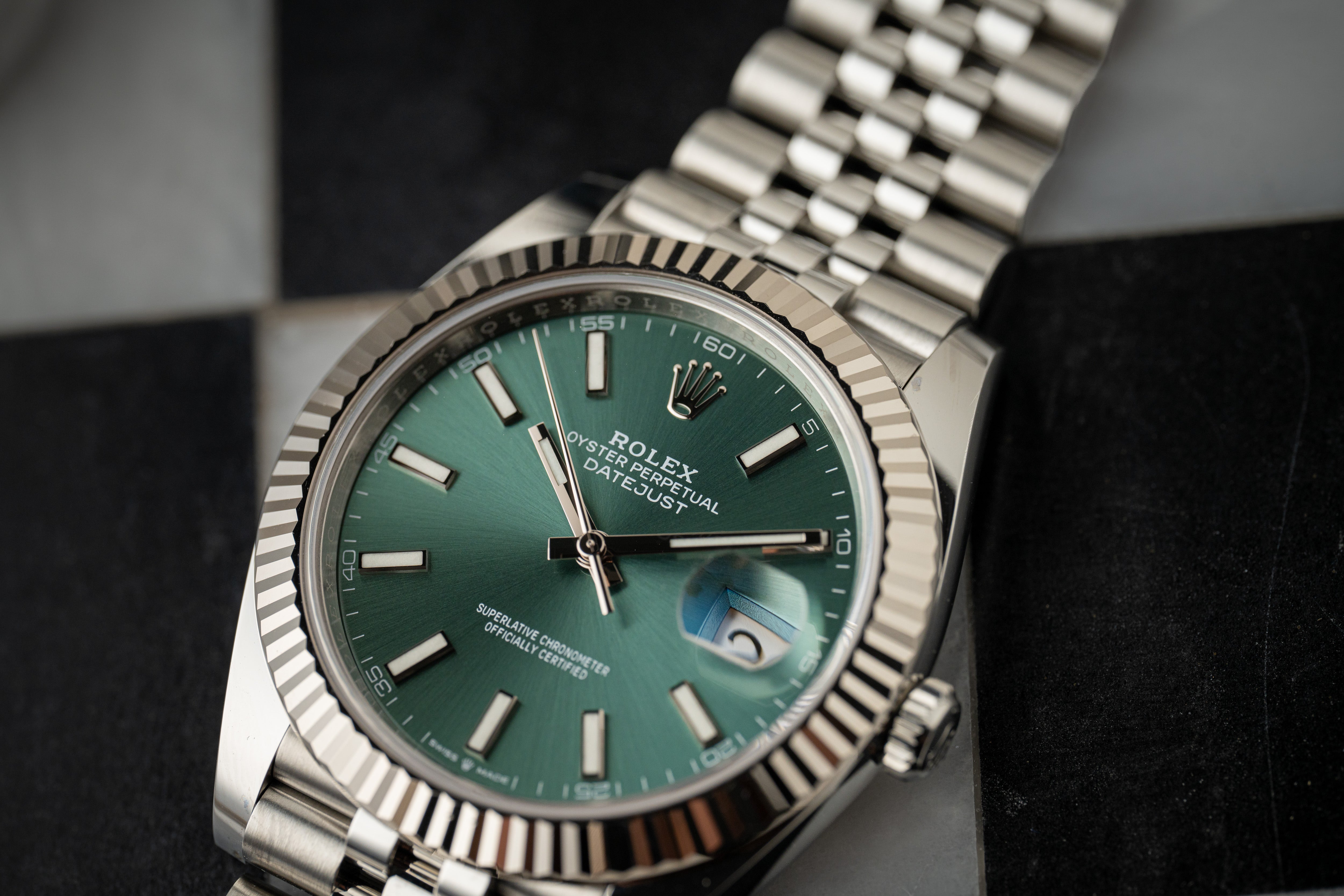 Rolex Datejust 41 126334 Mint Green Dial White Gold Fluted Bezel Jubilee 2022