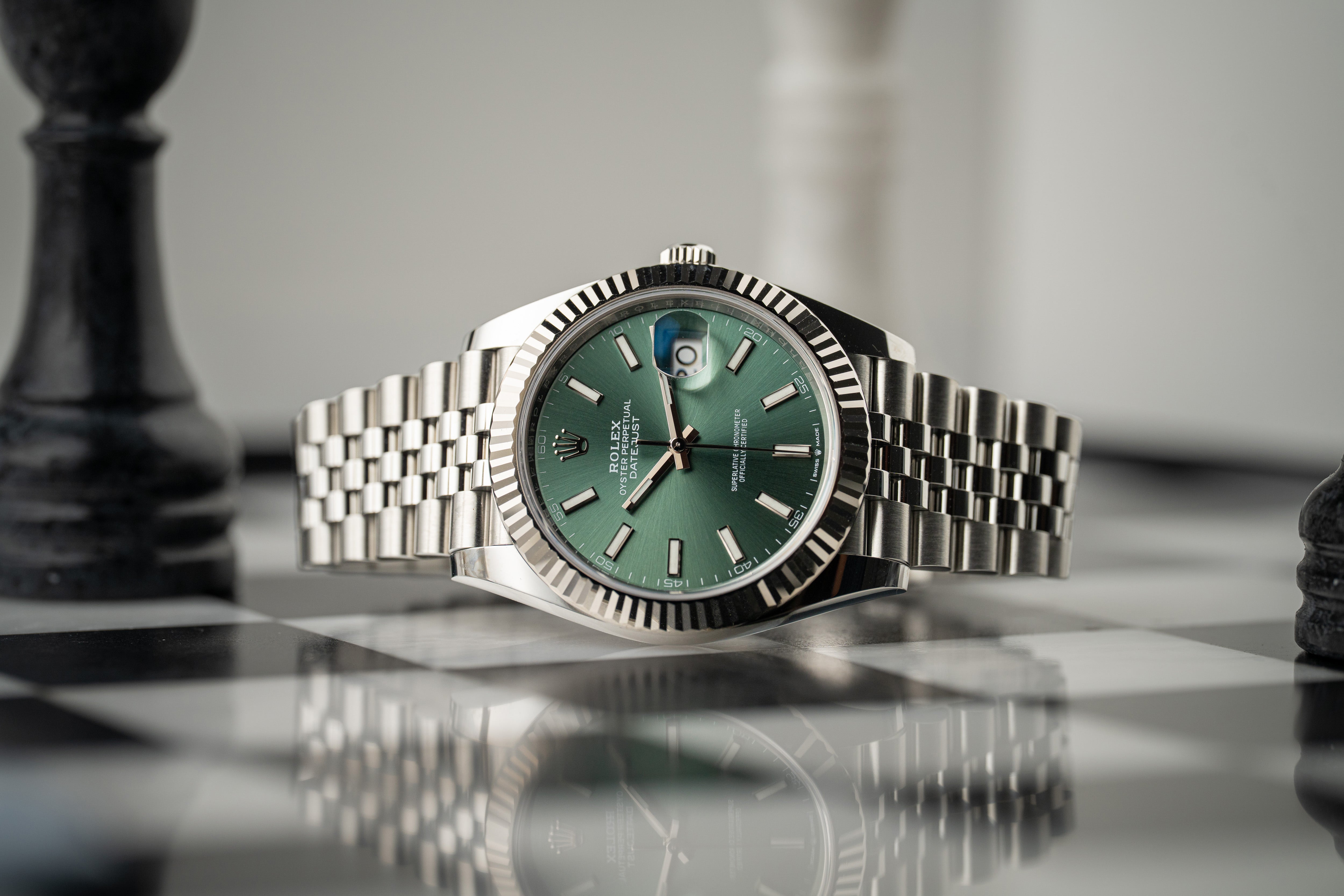 Rolex Datejust 41 126334 Mint Green Dial White Gold Fluted Bezel Jubilee 2022
