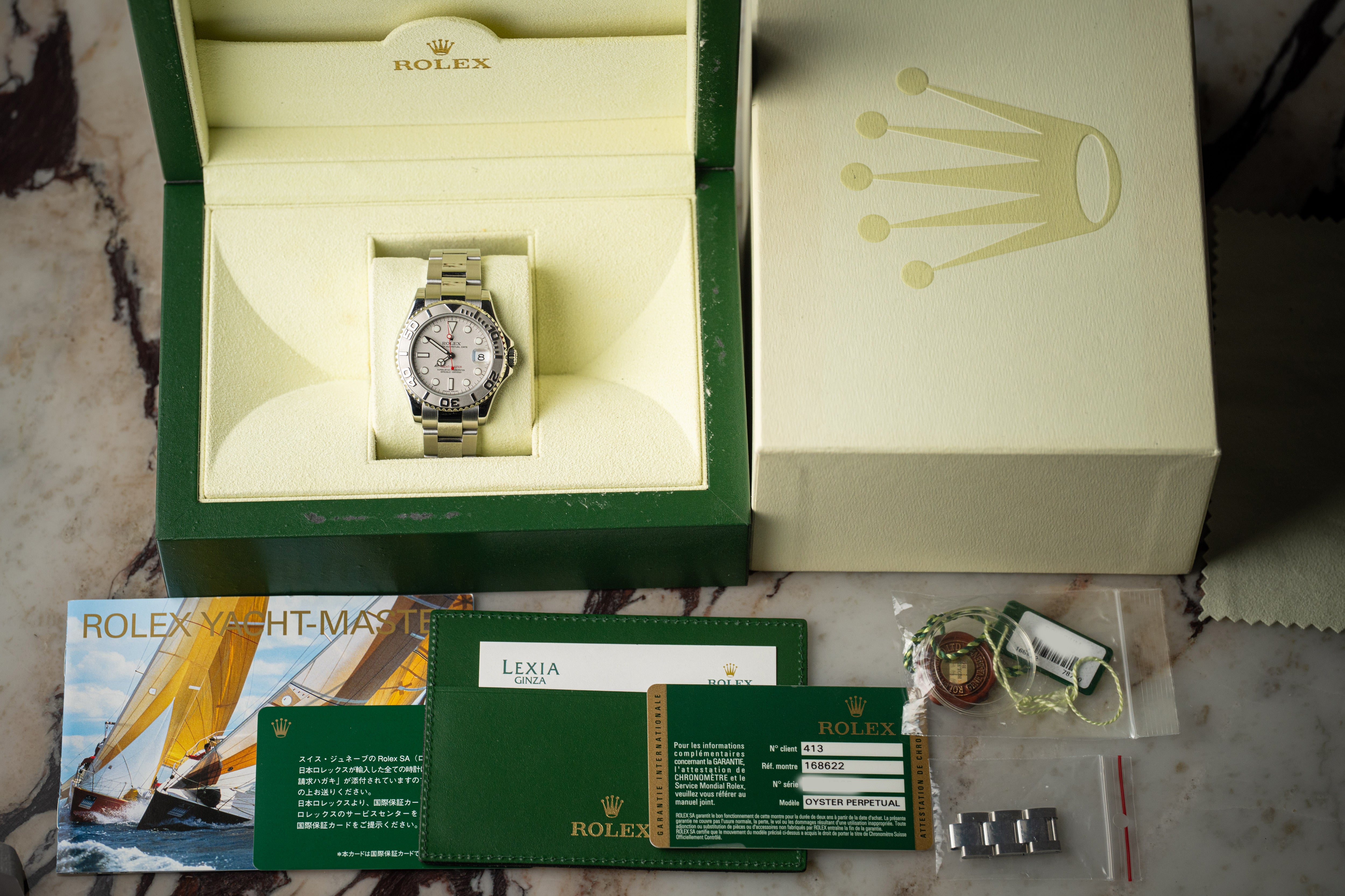 Rolex Yacht-Master 35mm Midsize Steel Platinum Watch 168622 2013