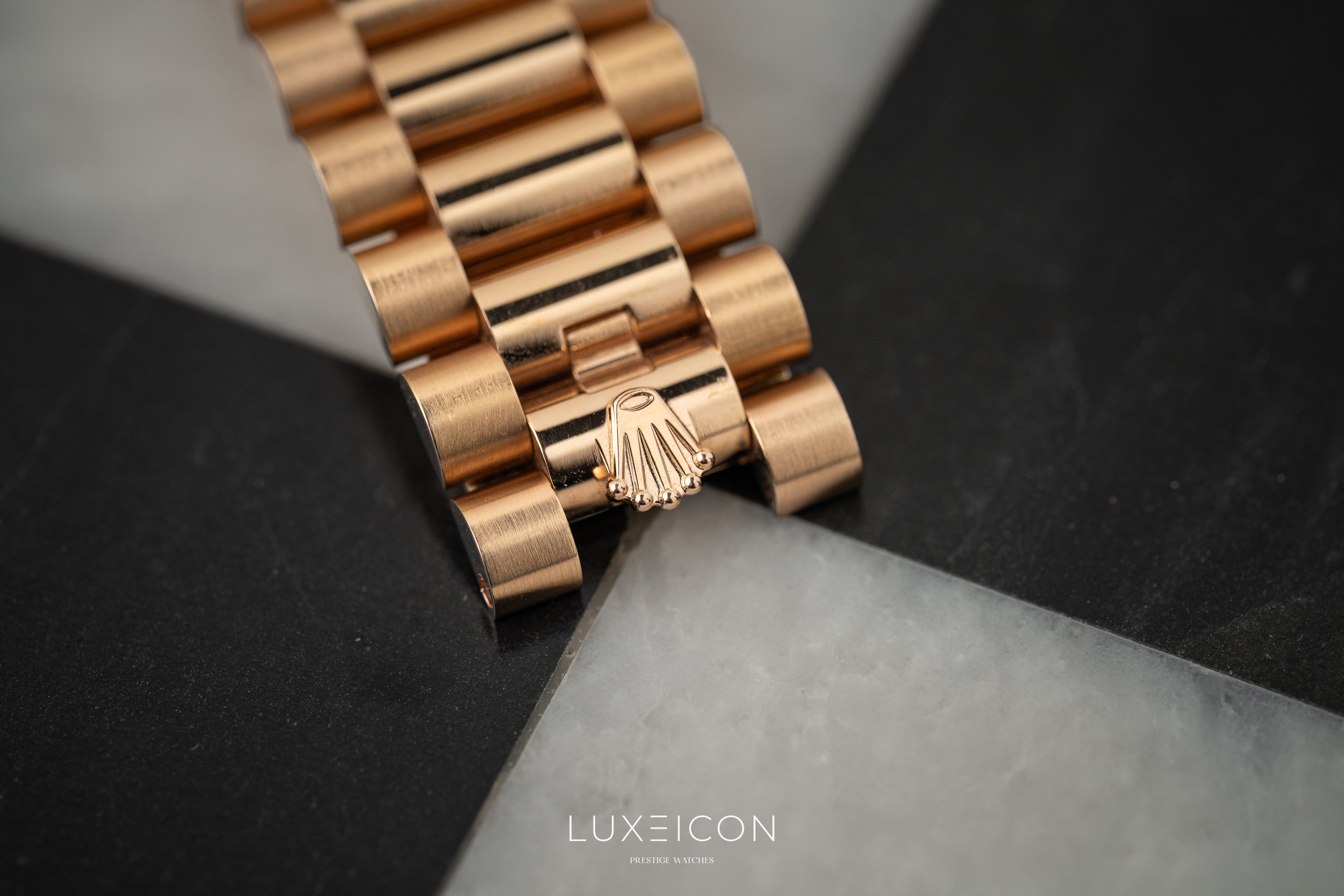 Rolex Day-Date 40 Rose Gold Chocolate Baguette Dial Presidentail 2023