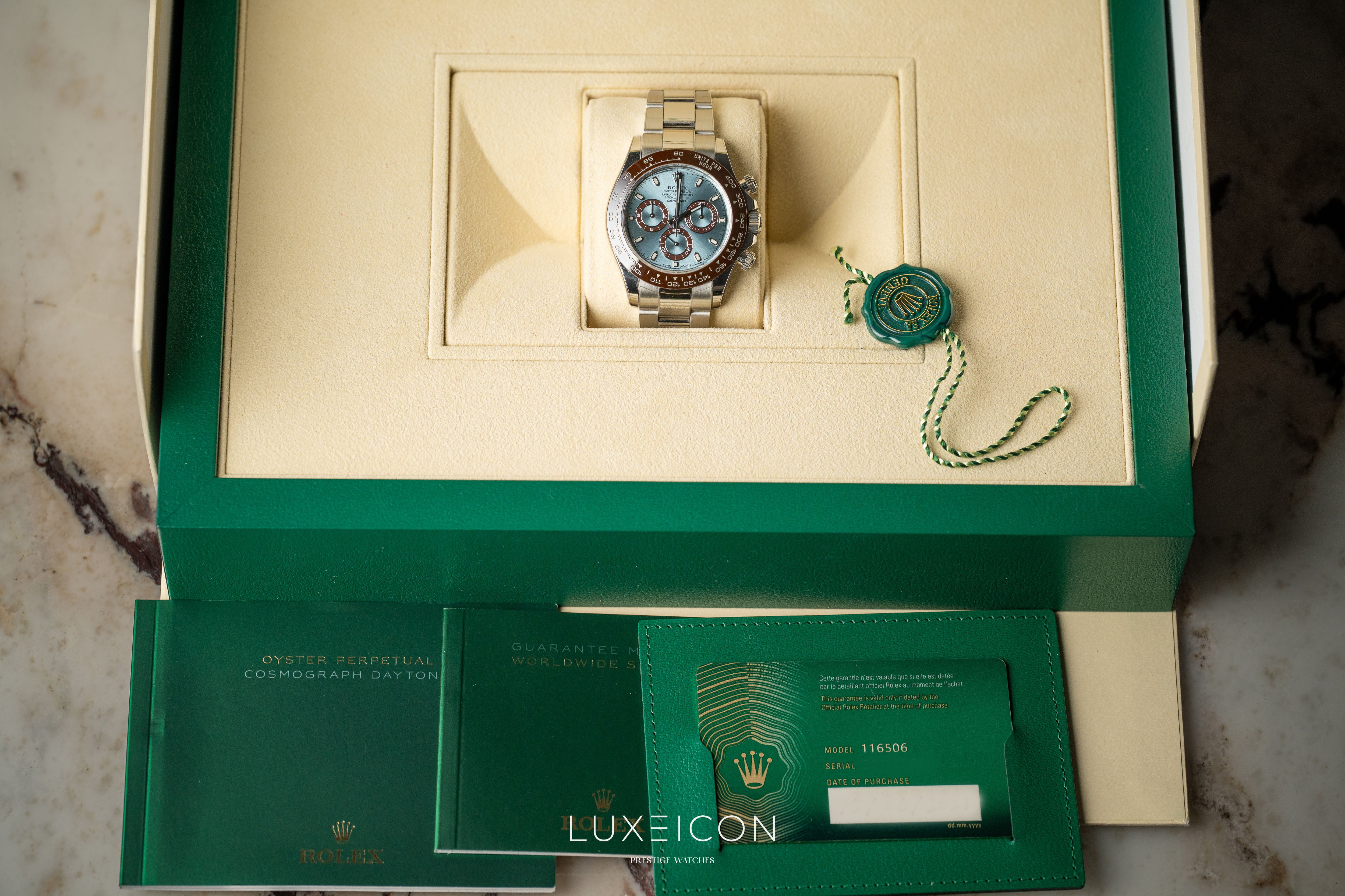 Rolex Cosmograph Daytona Platinum Ice Blue Index Dial 40mm 116506 2021