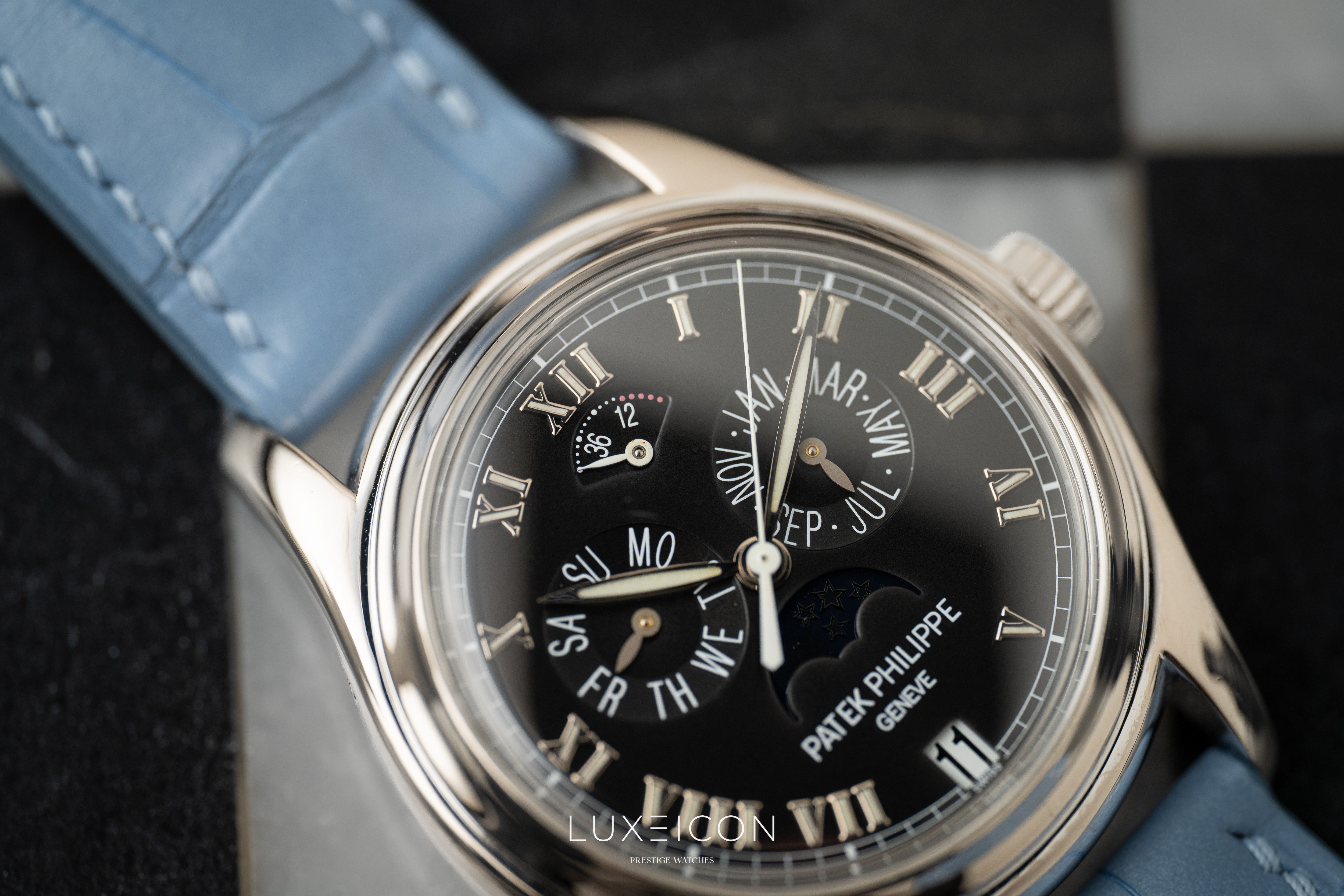 Patek Philippe Annual Calendar Moon Phase 5036g 18k White Gold 37mm watch