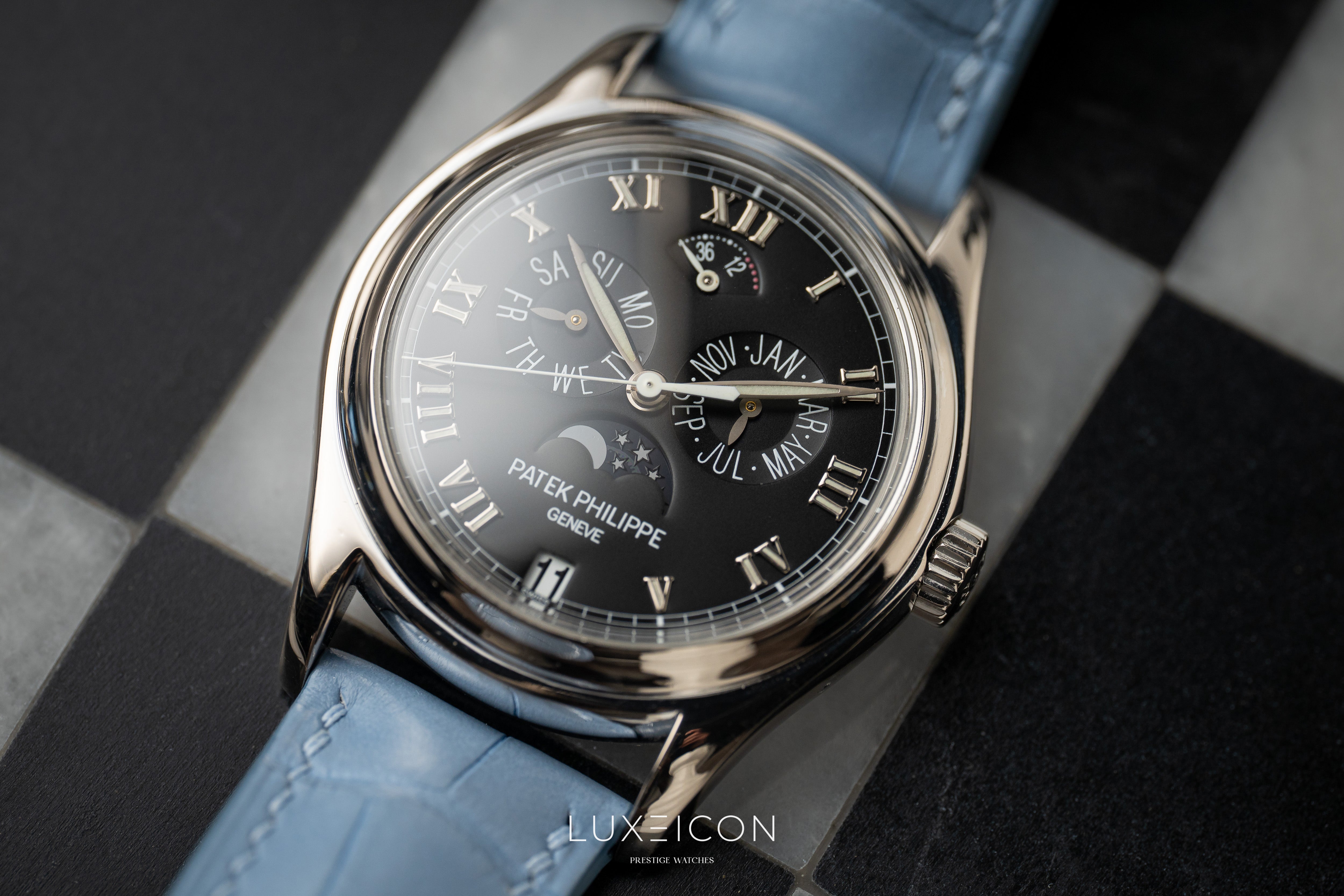 Patek Philippe Annual Calendar Moon Phase 5036g 18k White Gold 37mm watch