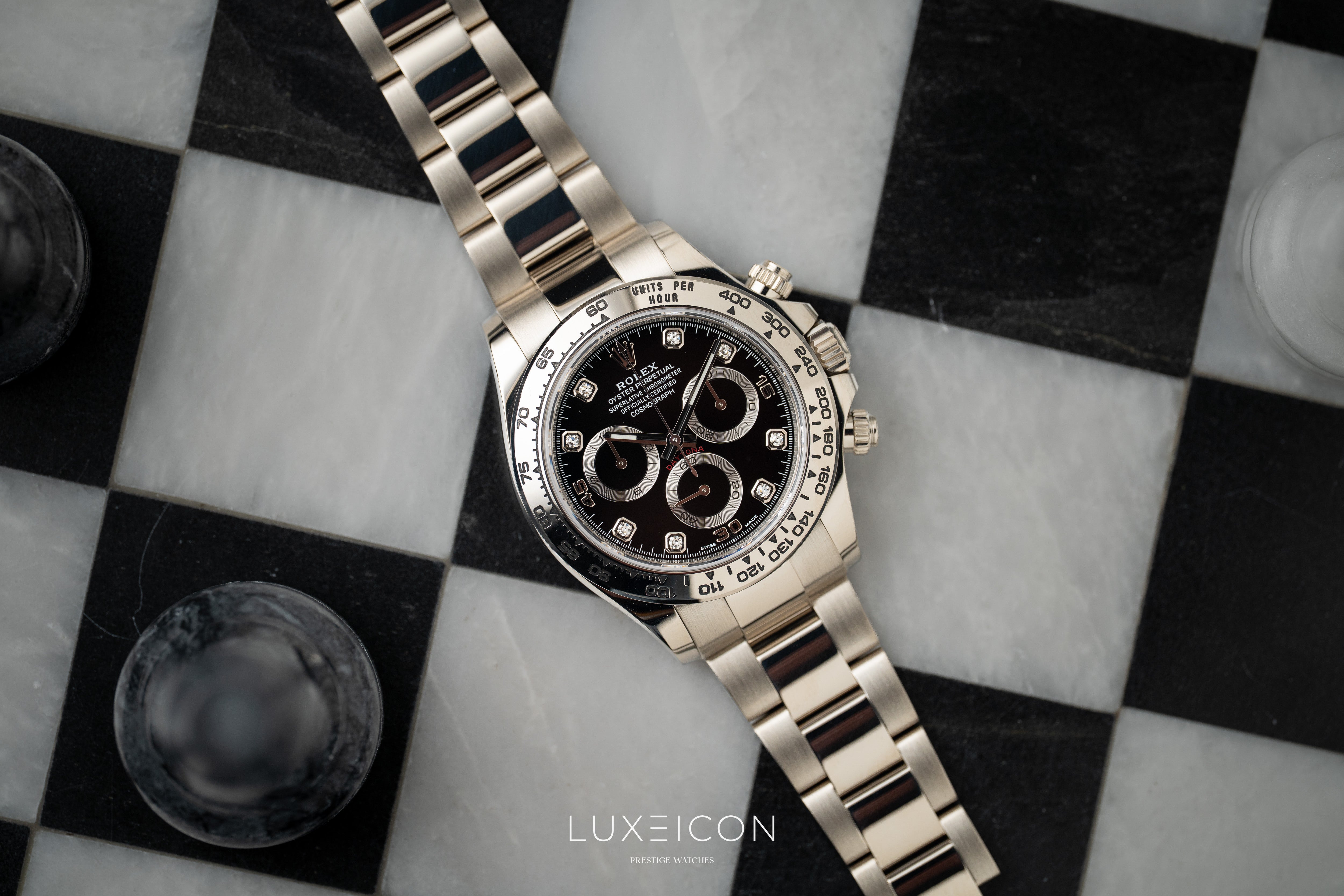 Rolex Daytona White Gold Diamond Black Dial Mens Watch 116509 2022