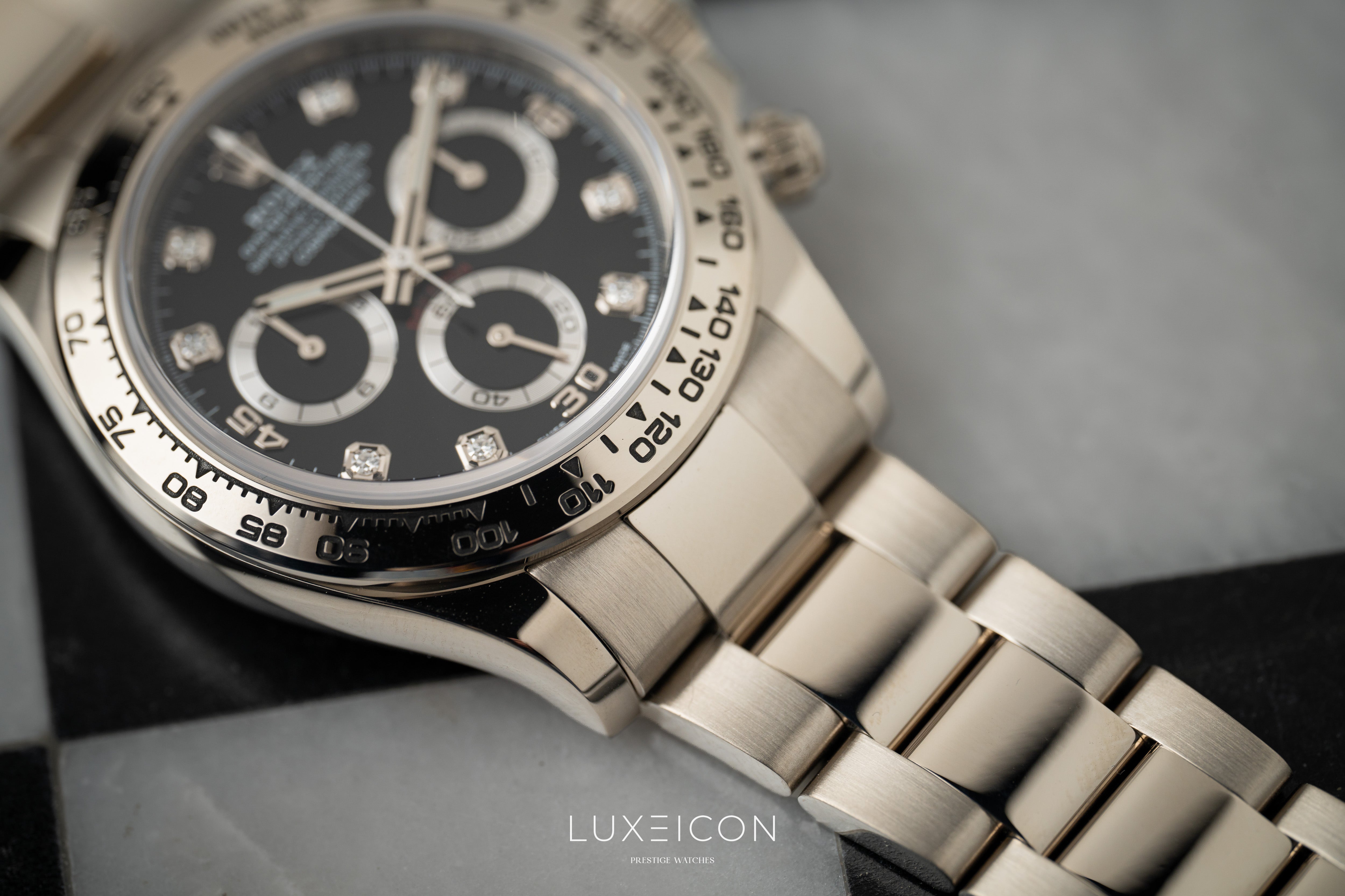 Rolex Daytona White Gold Diamond Black Dial Mens Watch 116509 2022