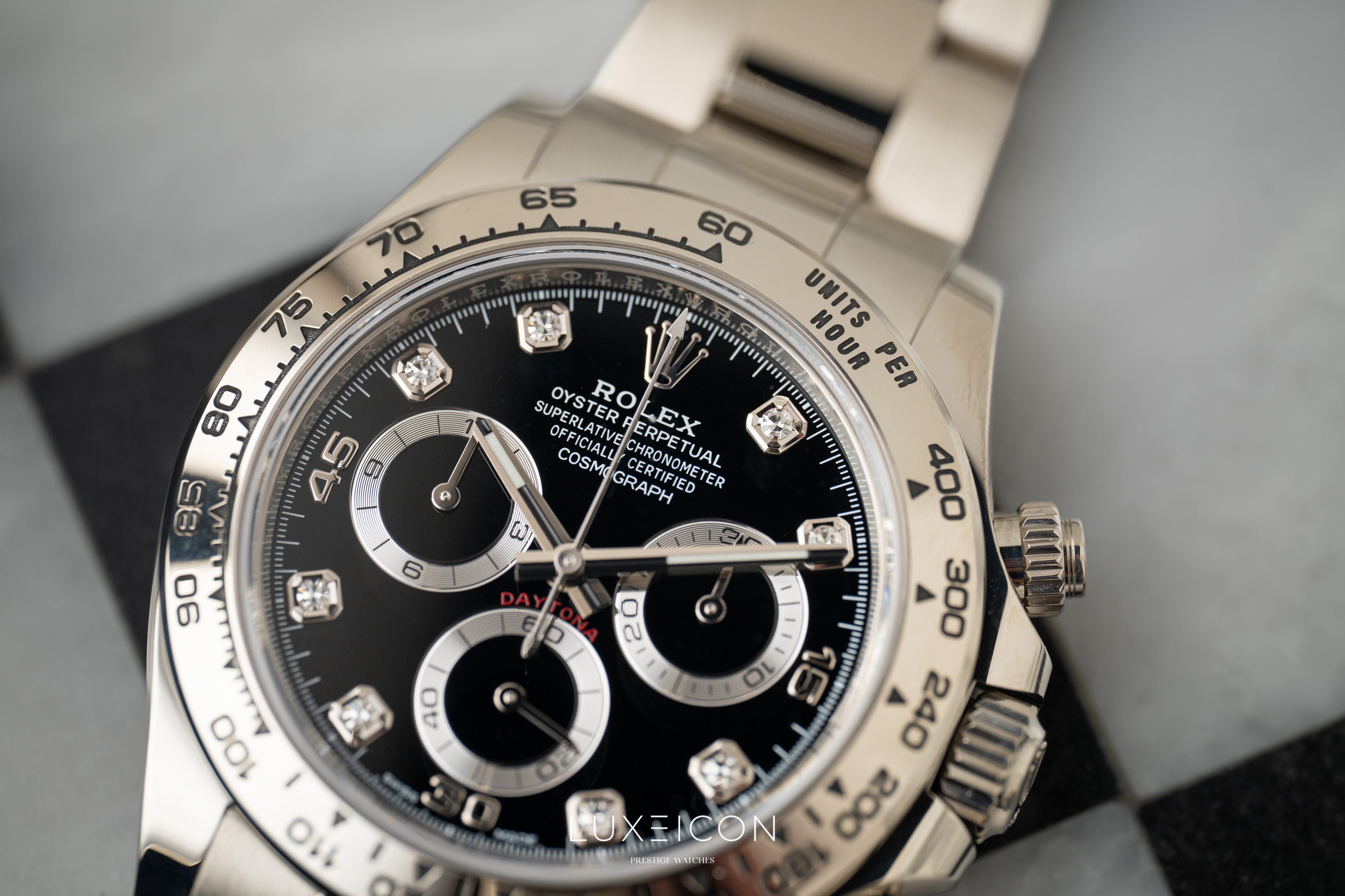 Rolex Daytona White Gold Diamond Black Dial Mens Watch 116509 2022