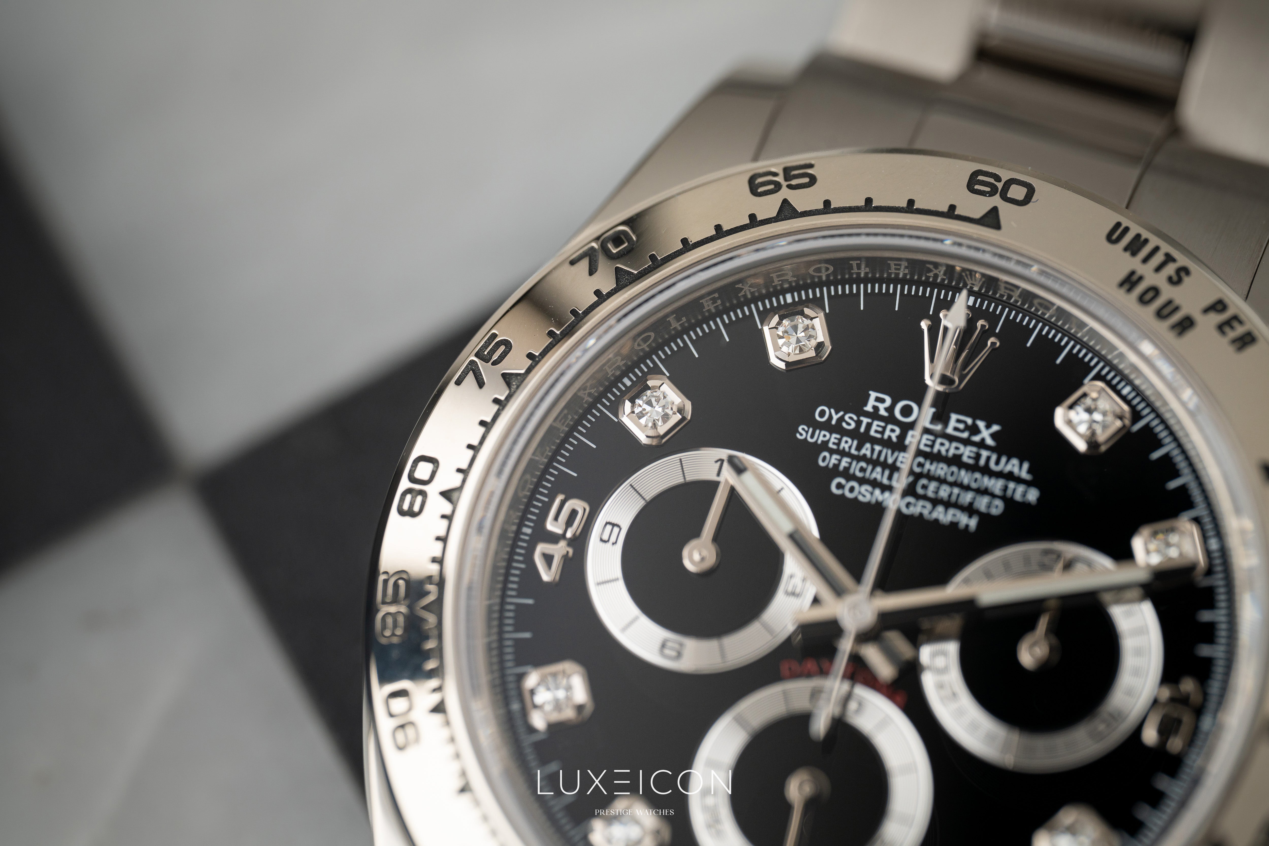 Rolex Daytona White Gold Diamond Black Dial Mens Watch 116509 2022