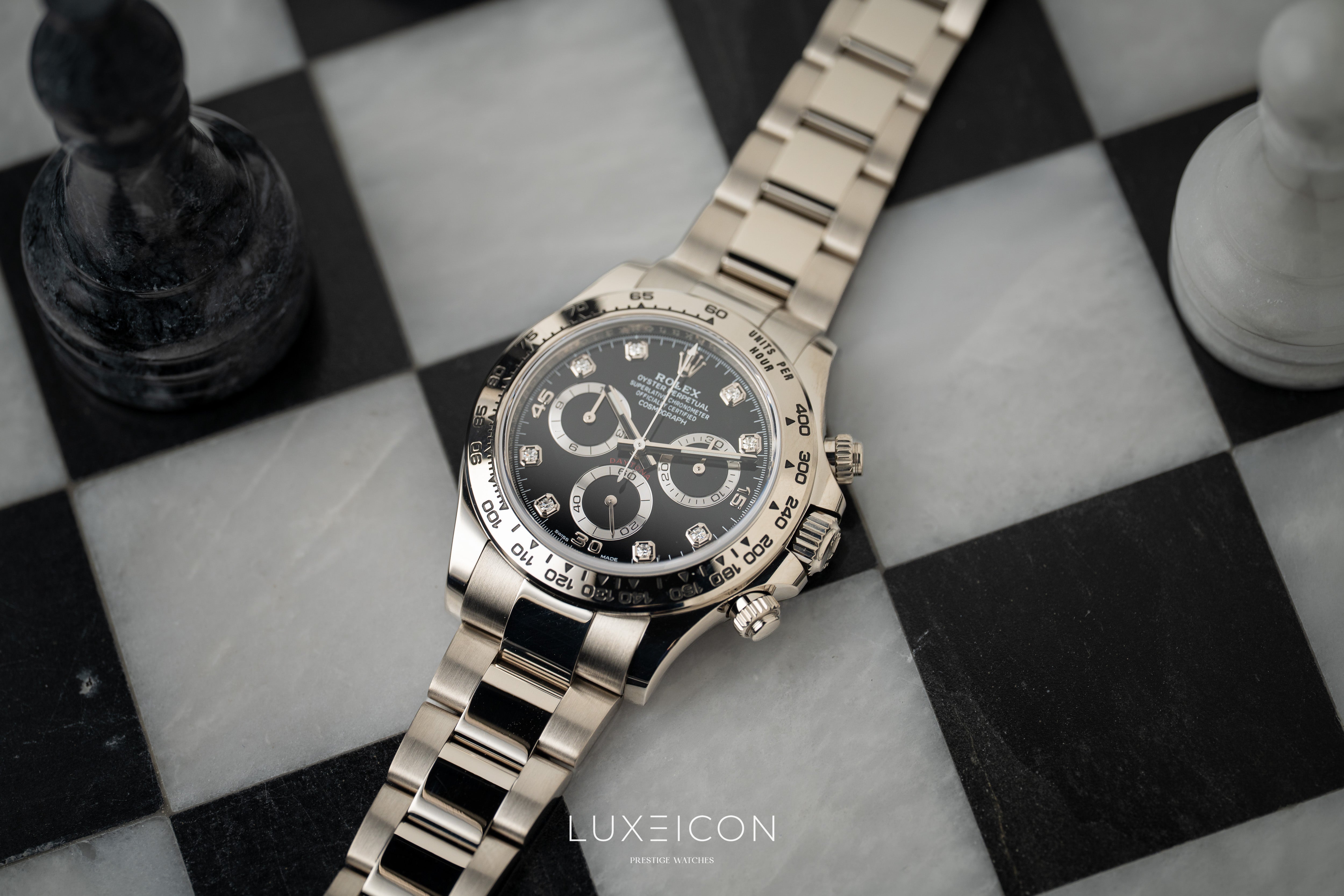 Rolex Daytona White Gold Diamond Black Dial Mens Watch 116509 2022
