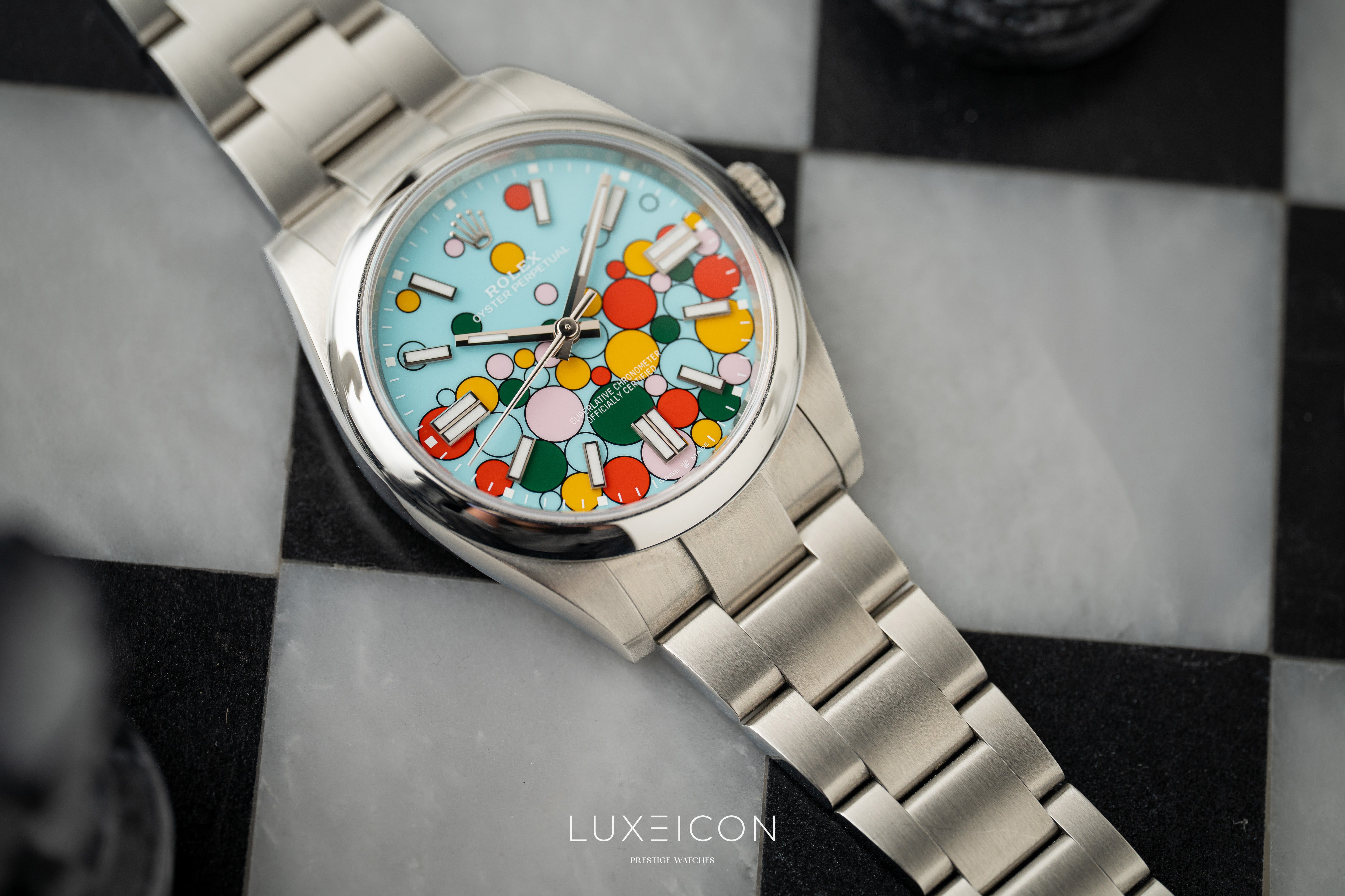 Rolex Oyster Perpetual 124300 41mm Celebration Dial Discontinued Smooth Bezel 2024