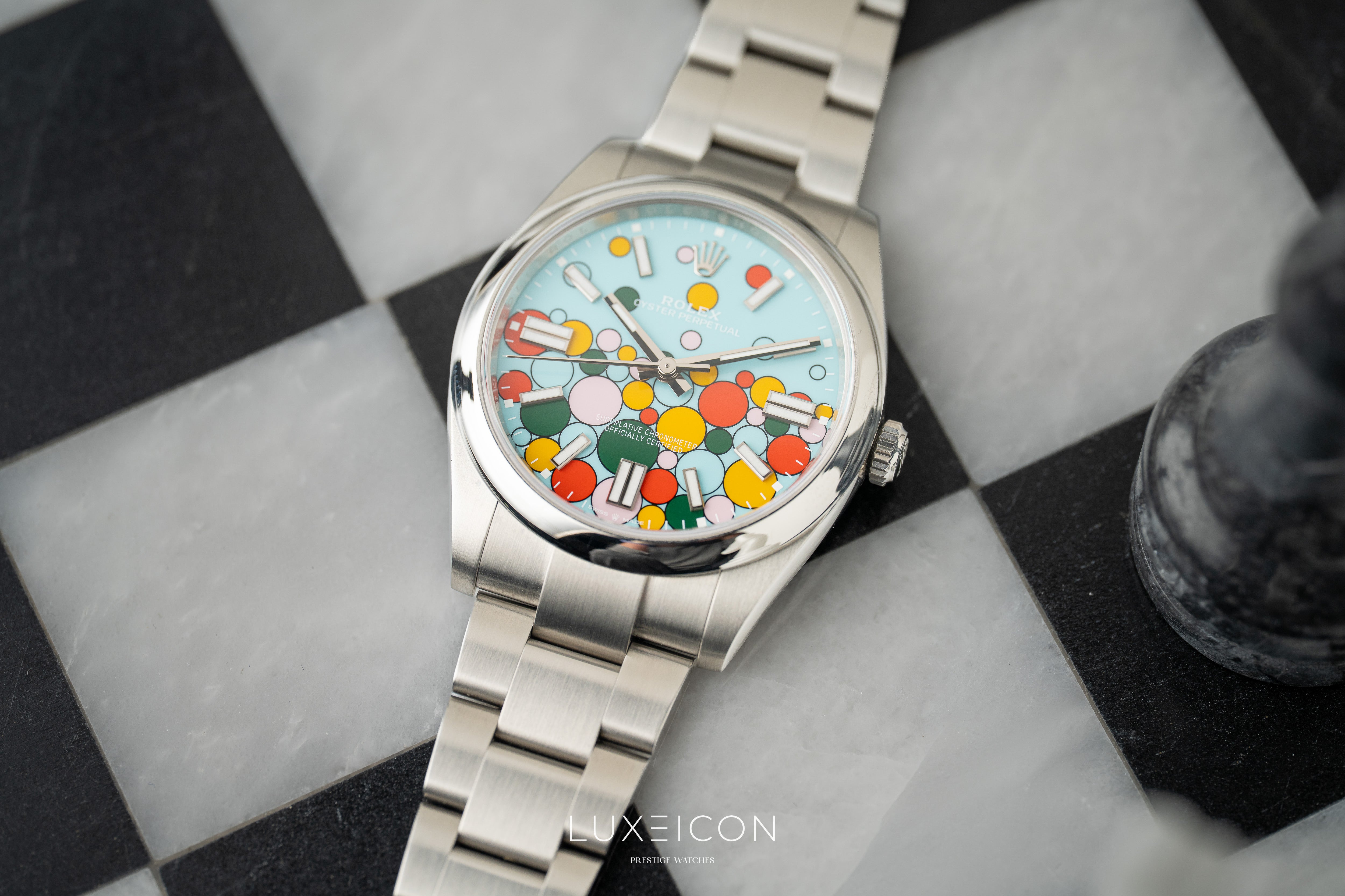 Rolex Oyster Perpetual 124300 41mm Celebration Dial Discontinued Smooth Bezel 2024