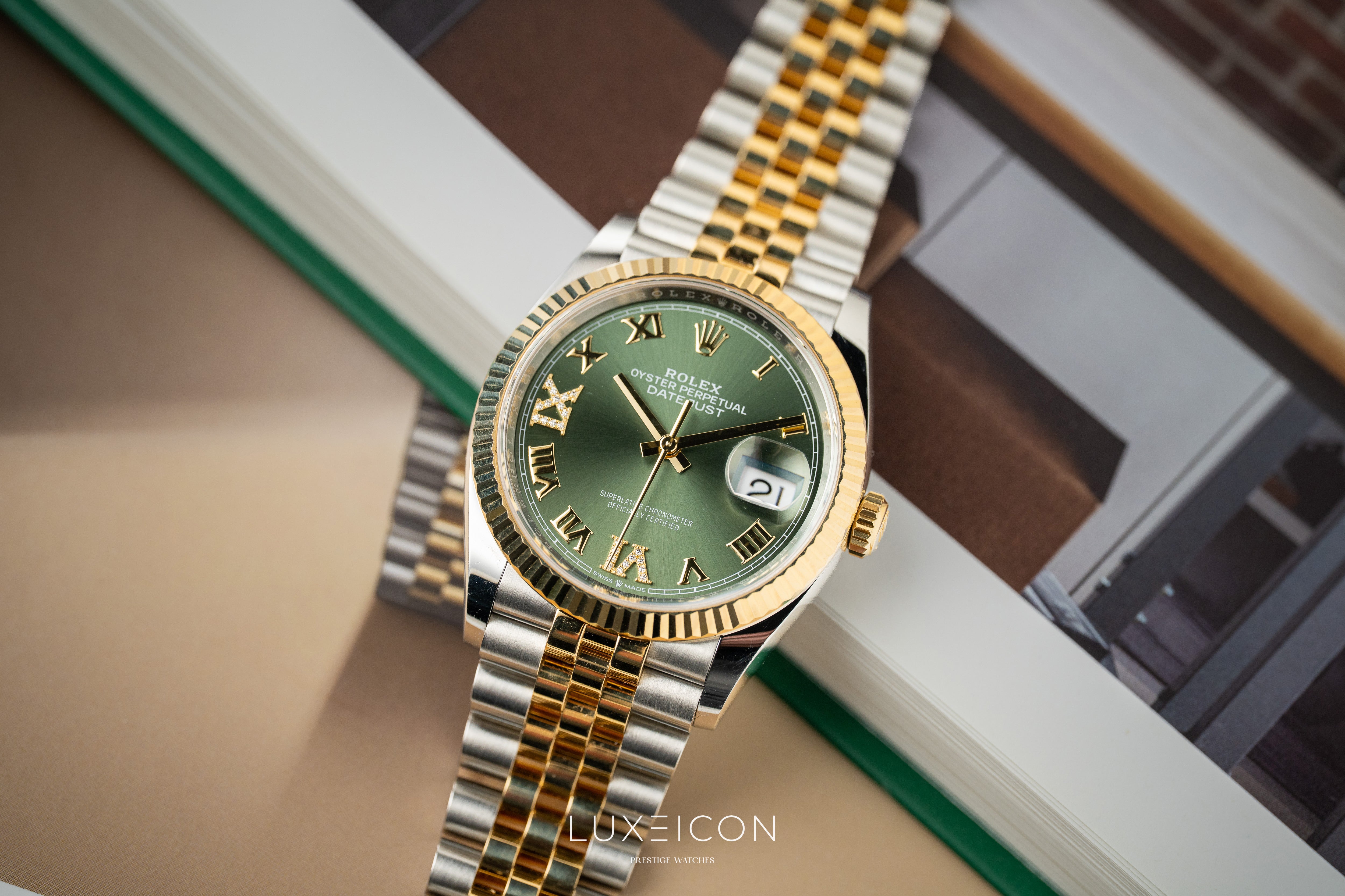 Rolex Datejust 36 VI/IX Diamond 126233 Olive Green Jubilee Bracelet 2022