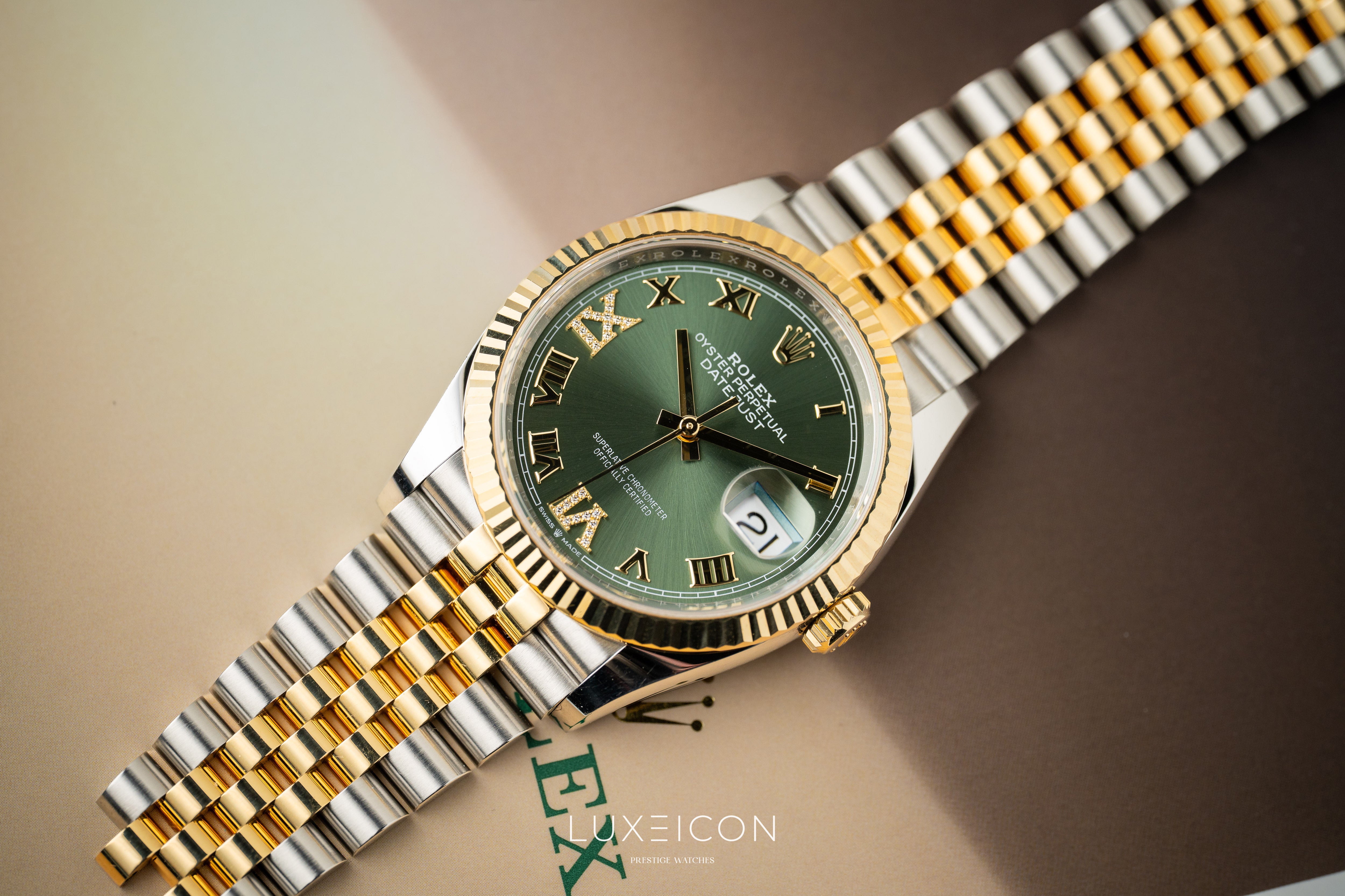 Rolex Datejust 36 VI/IX Diamond 126233 Olive Green Jubilee Bracelet 2022