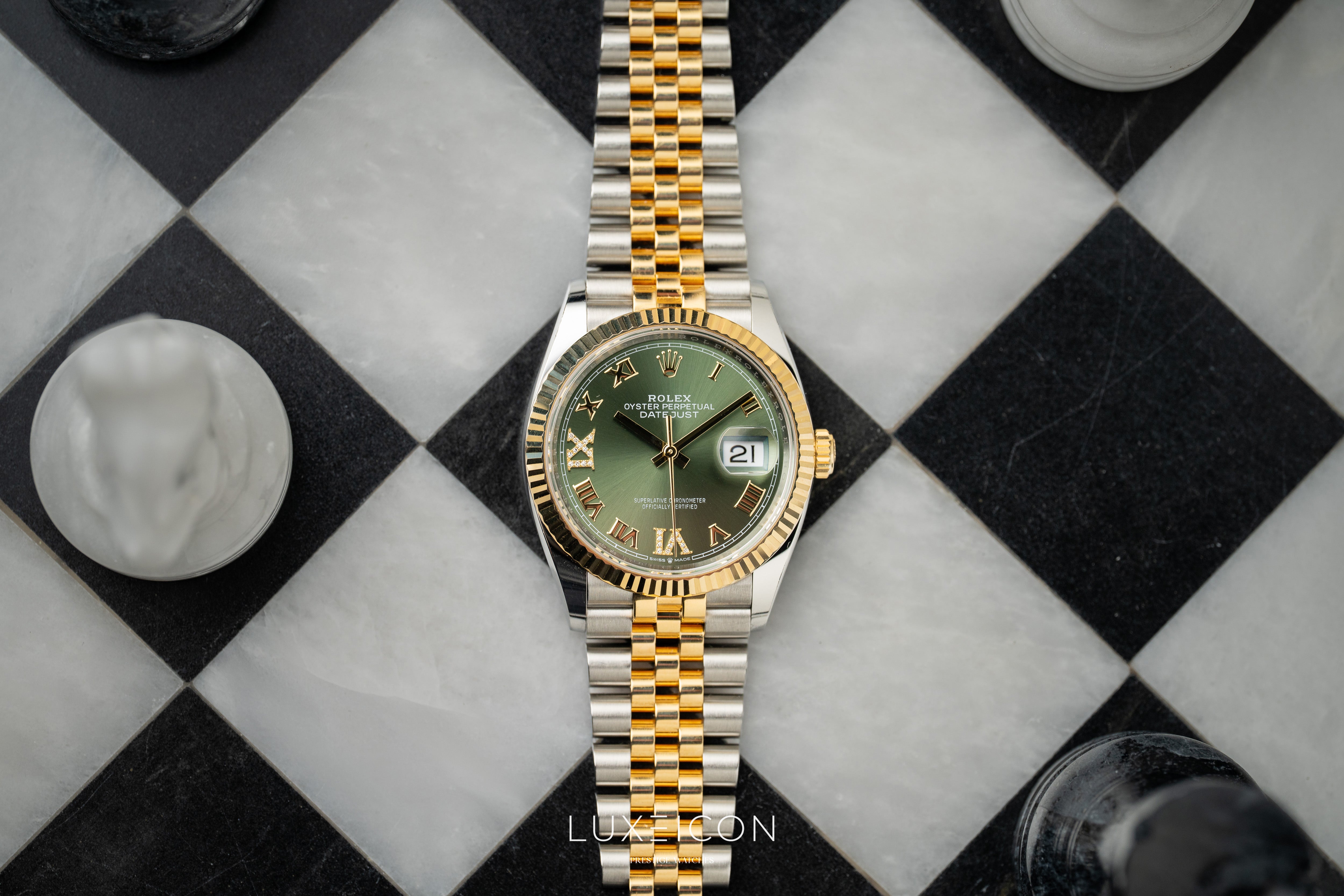 Rolex Datejust 36 VI/IX Diamond 126233 Olive Green Jubilee Bracelet 2022