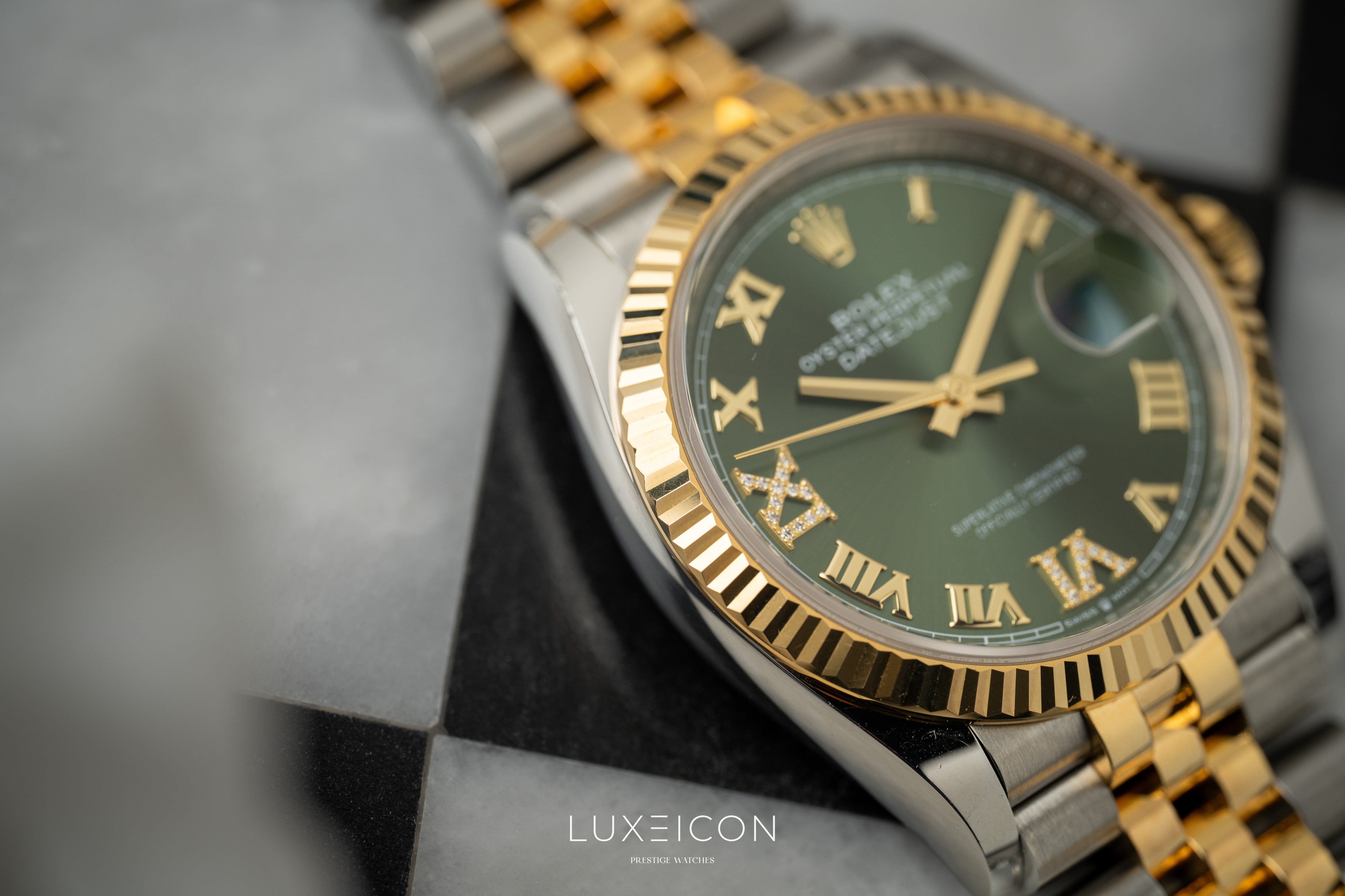 Rolex Datejust 36 VI/IX Diamond 126233 Olive Green Jubilee Bracelet 2022