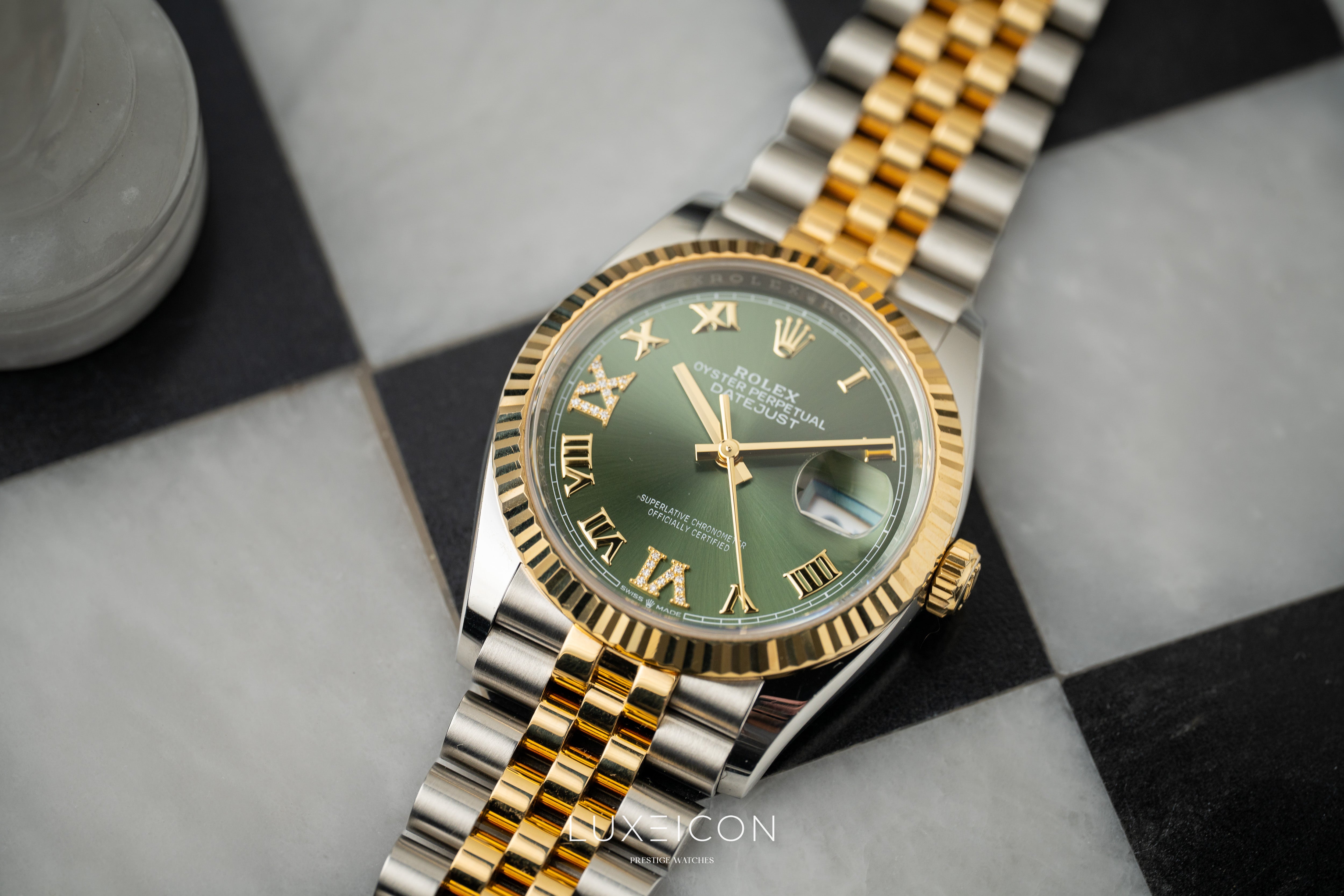 Rolex Datejust 36 VI/IX Diamond 126233 Olive Green Jubilee Bracelet 2022