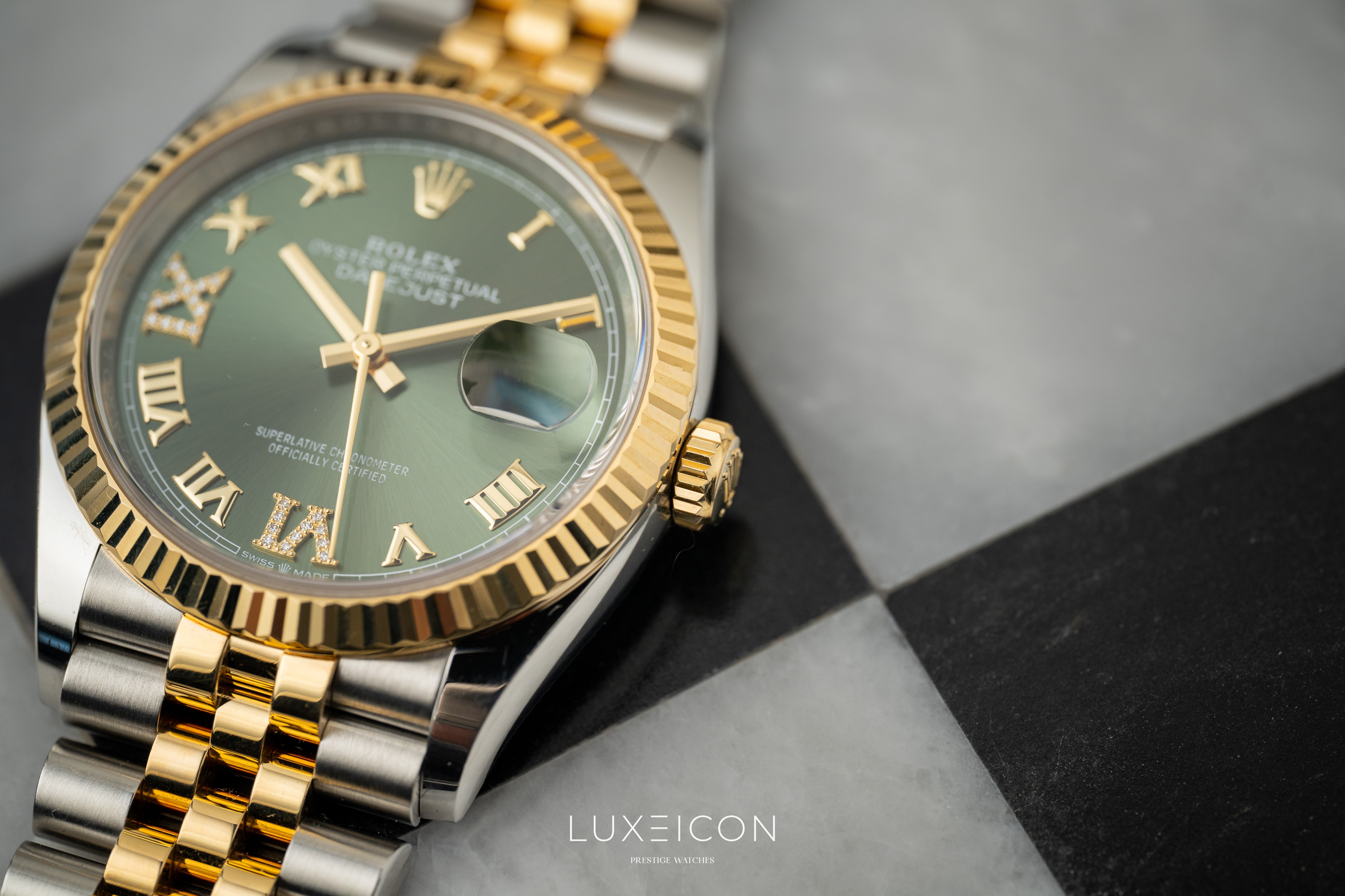 Rolex Datejust 36 VI/IX Diamond 126233 Olive Green Jubilee Bracelet 2022