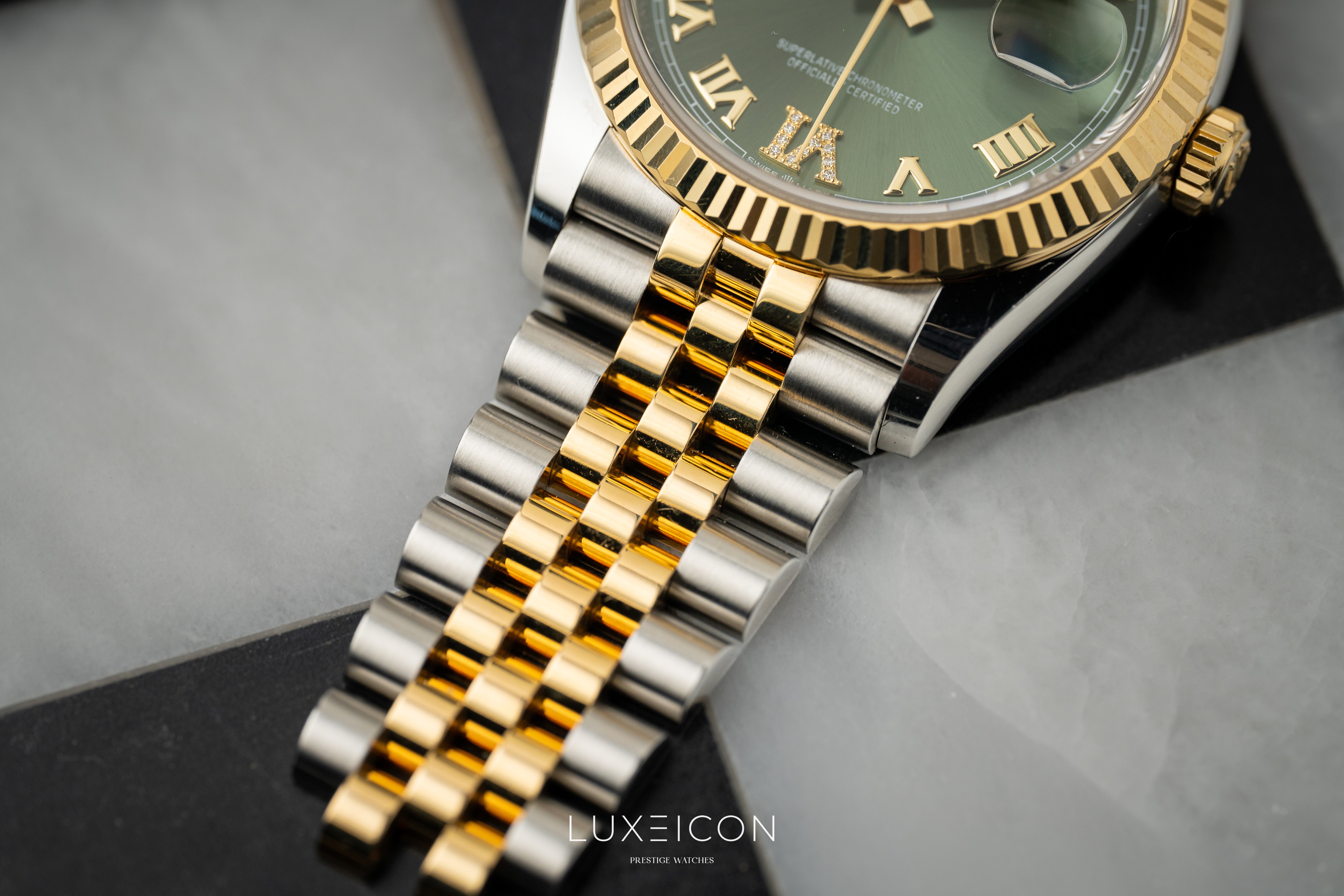 Rolex Datejust 36 VI/IX Diamond 126233 Olive Green Jubilee Bracelet 2022