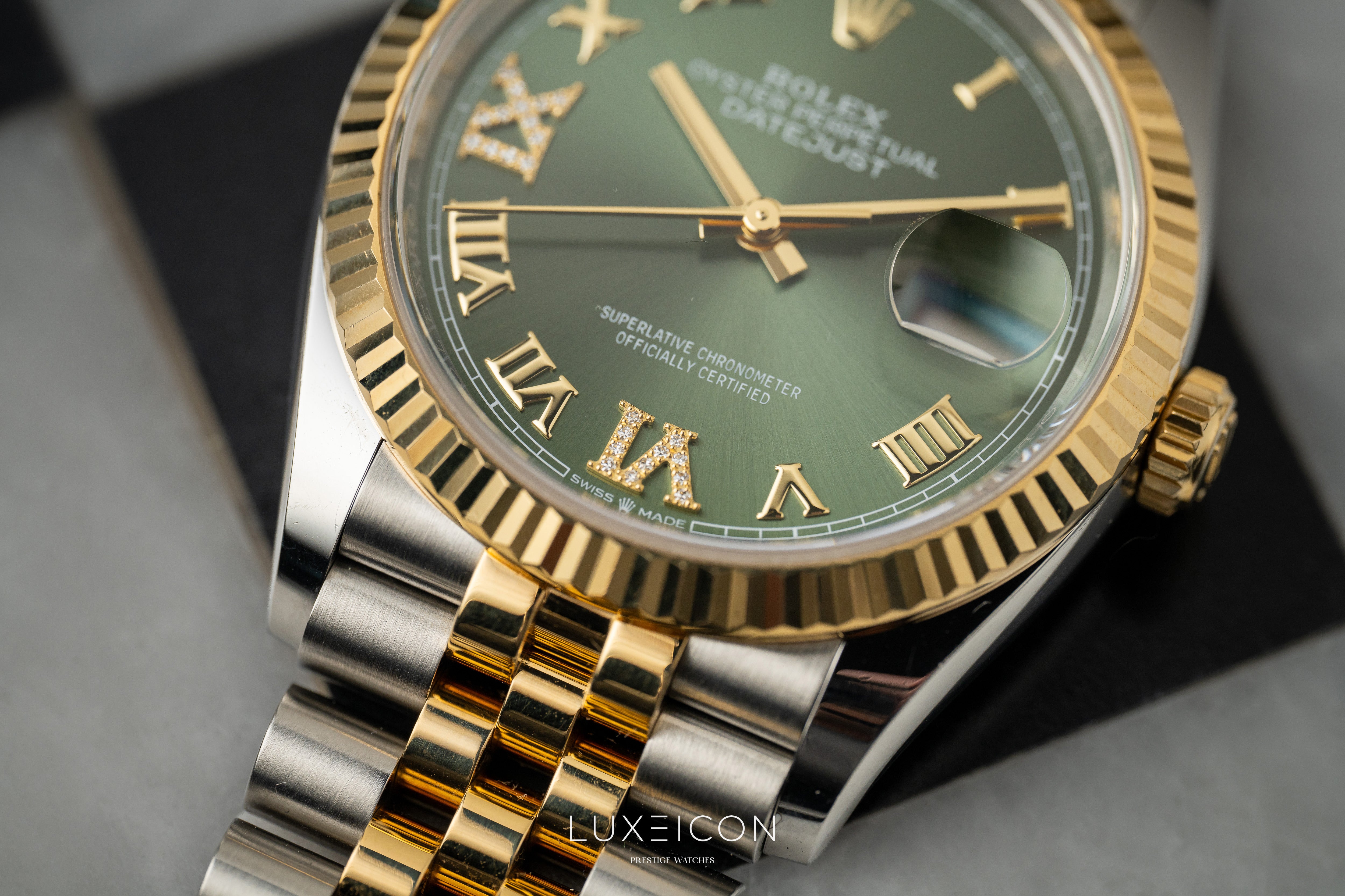 Rolex Datejust 36 VI/IX Diamond 126233 Olive Green Jubilee Bracelet 2022