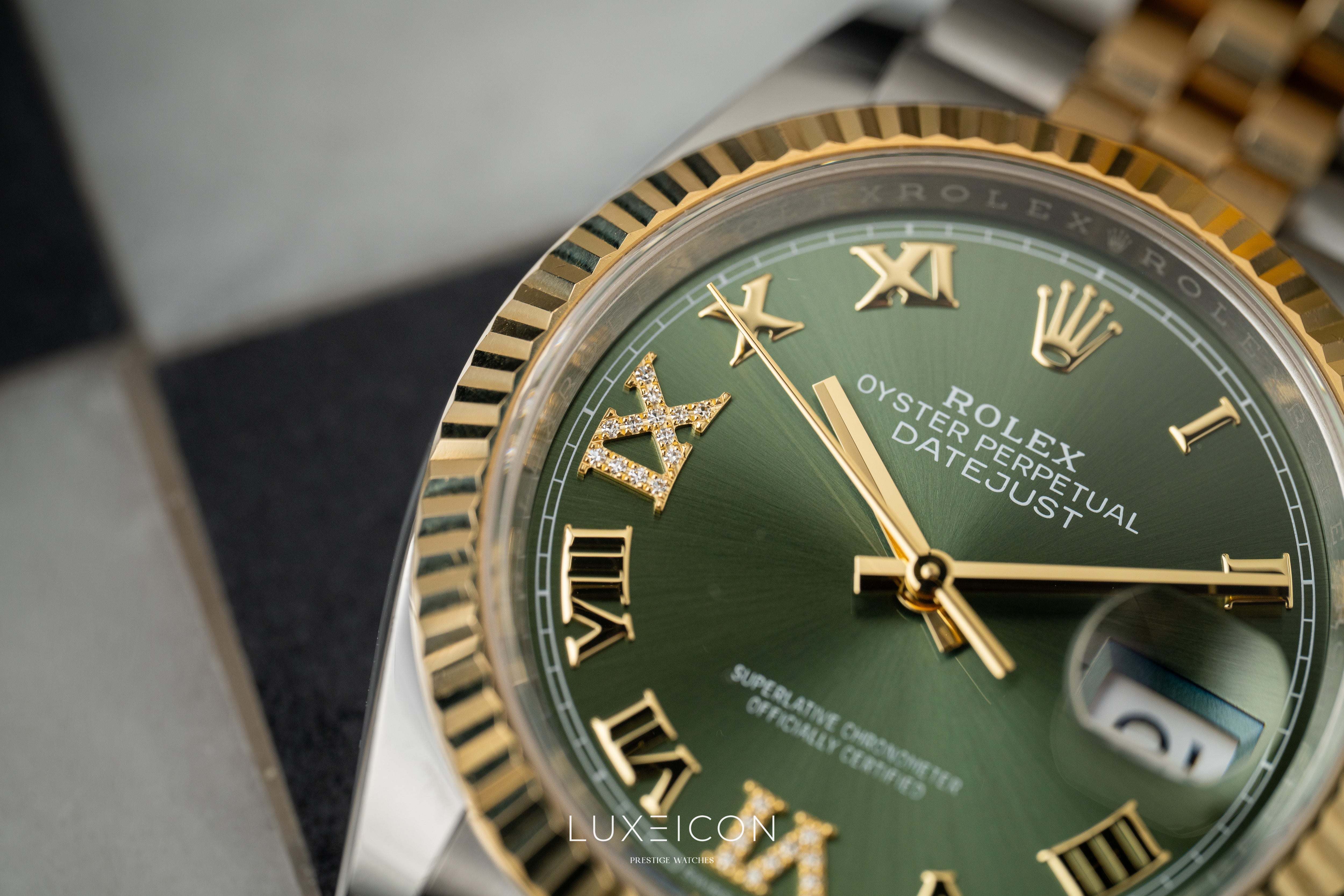 Rolex Datejust 36 VI/IX Diamond 126233 Olive Green Jubilee Bracelet 2022