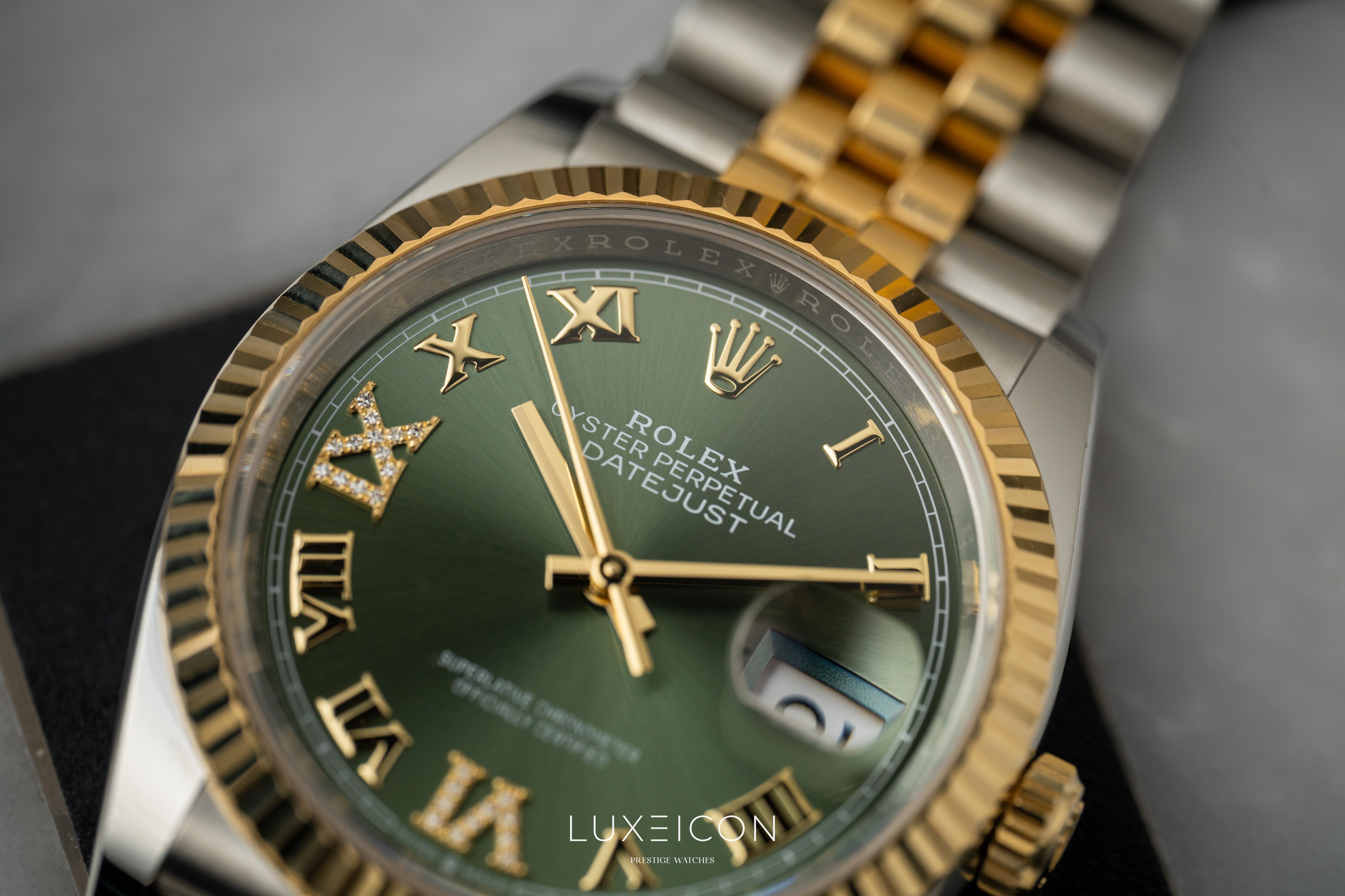 Rolex Datejust 36 VI/IX Diamond 126233 Olive Green Jubilee Bracelet 2022
