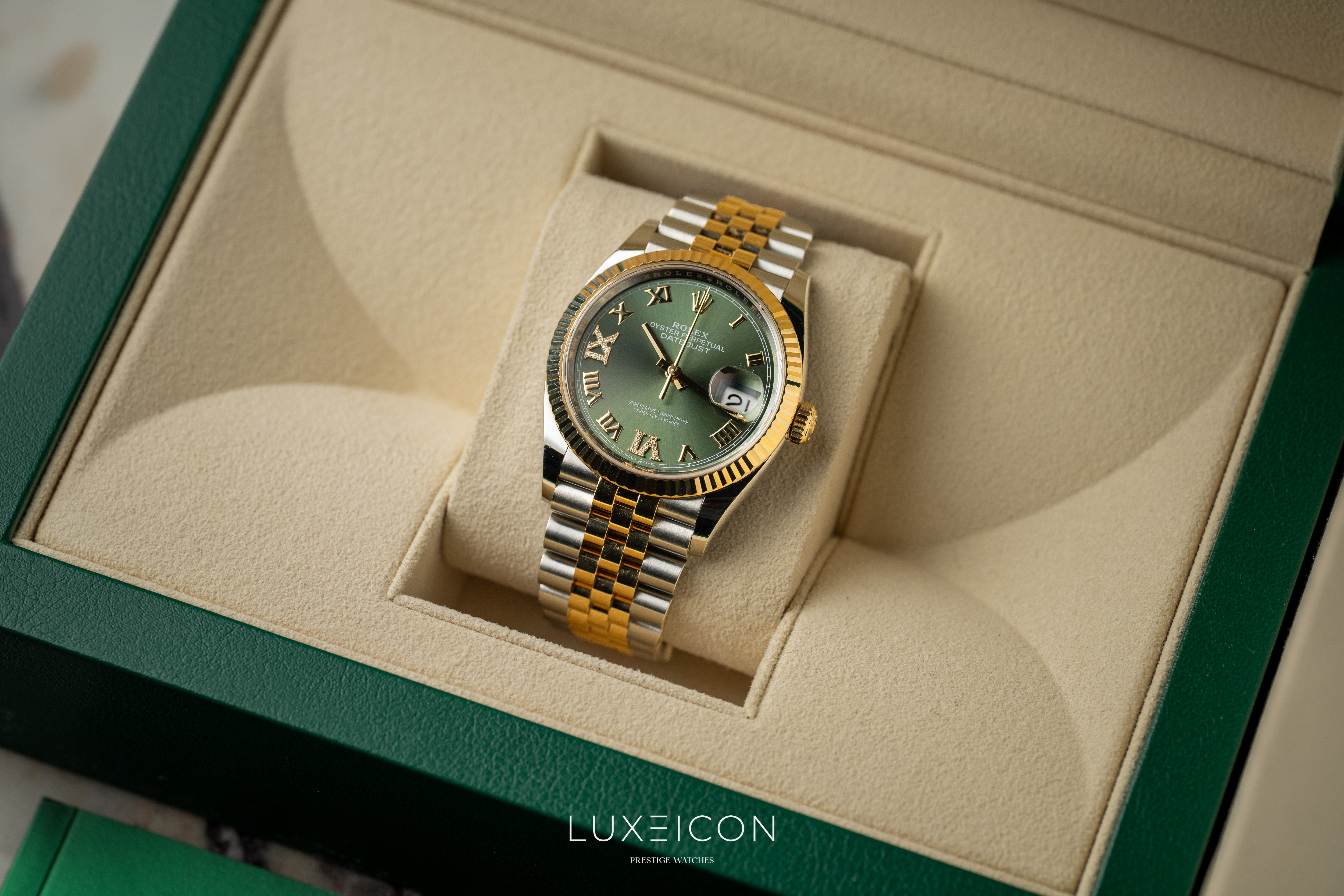 Rolex Datejust 36 VI/IX Diamond 126233 Olive Green Jubilee Bracelet 2022