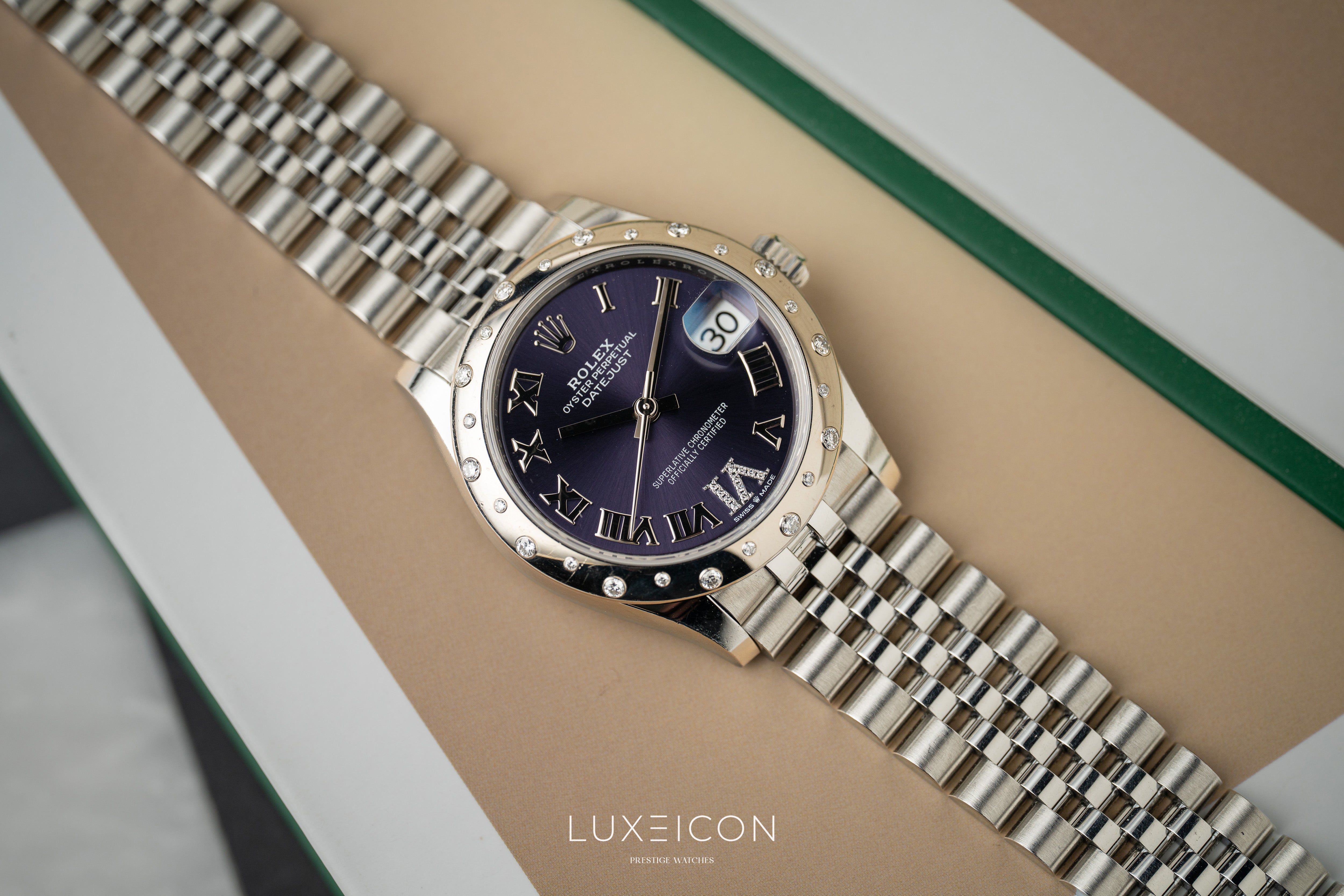 Rolex Datejust 31 Purple Diamond VI Dial Diamond Bezel Jubilee Bracelet 278344RBR
