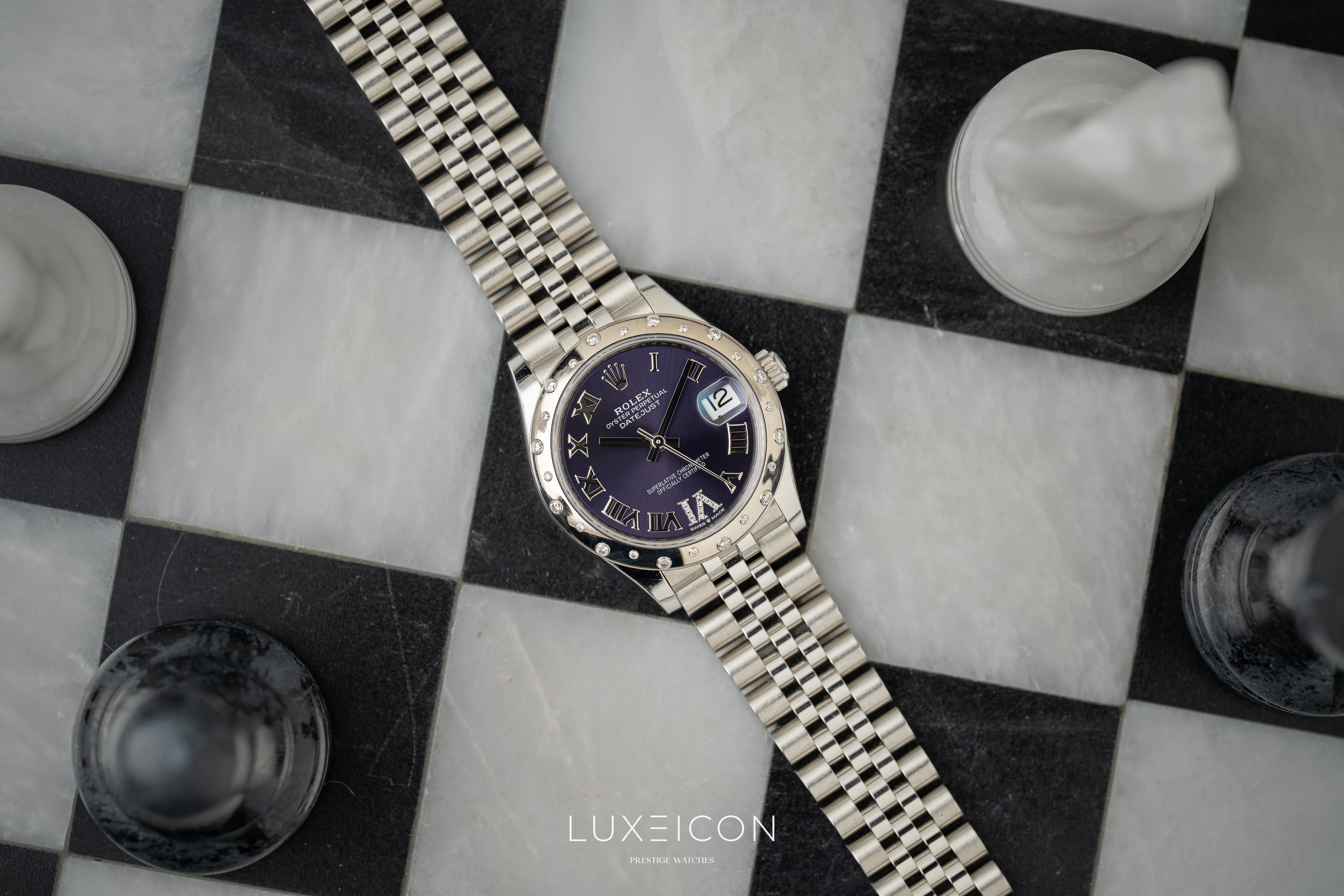 Rolex Datejust 31 Purple Diamond VI Dial Diamond Bezel Jubilee Bracelet 278344RBR