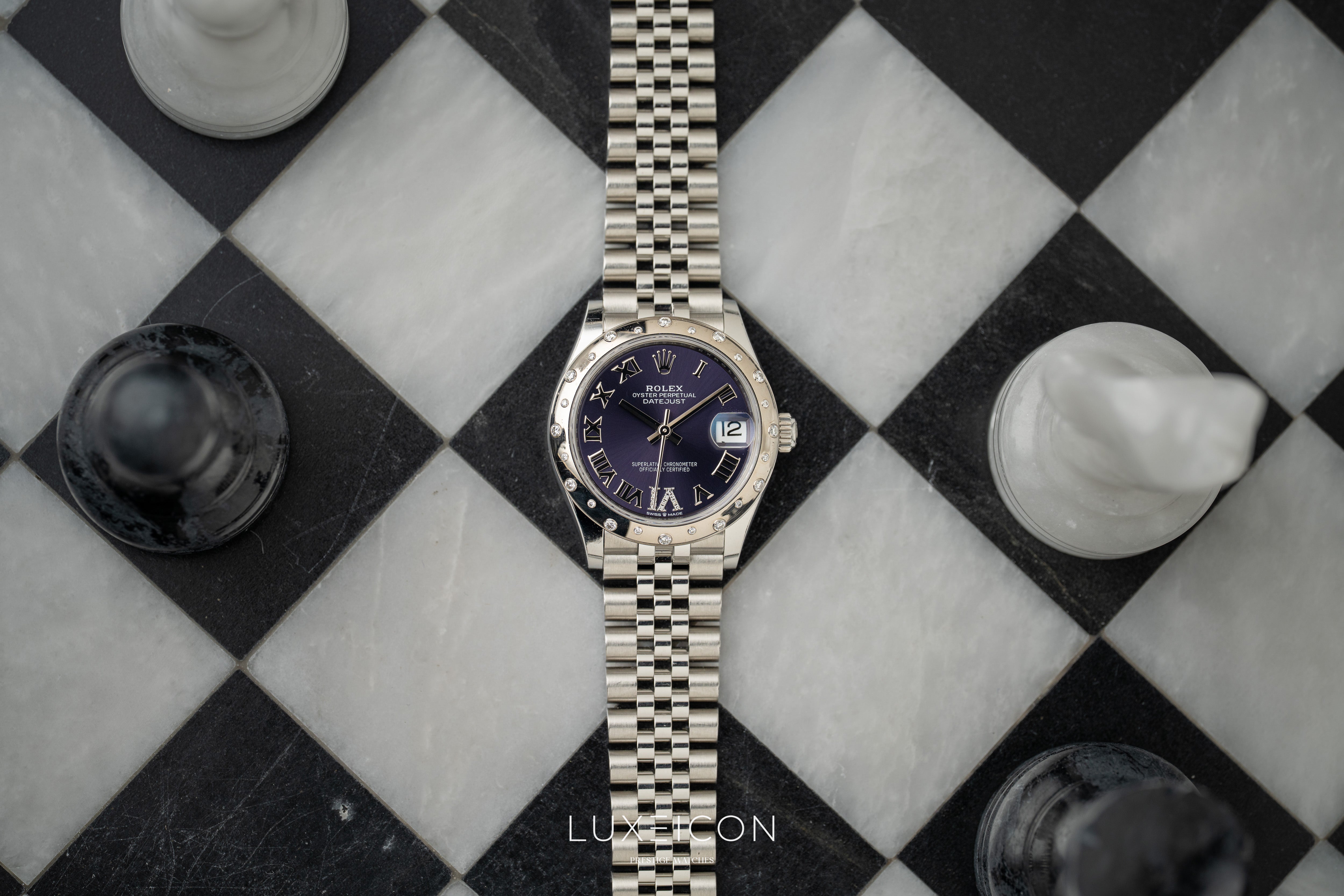 Rolex Datejust 31 Purple Diamond VI Dial Diamond Bezel Jubilee Bracelet 278344RBR