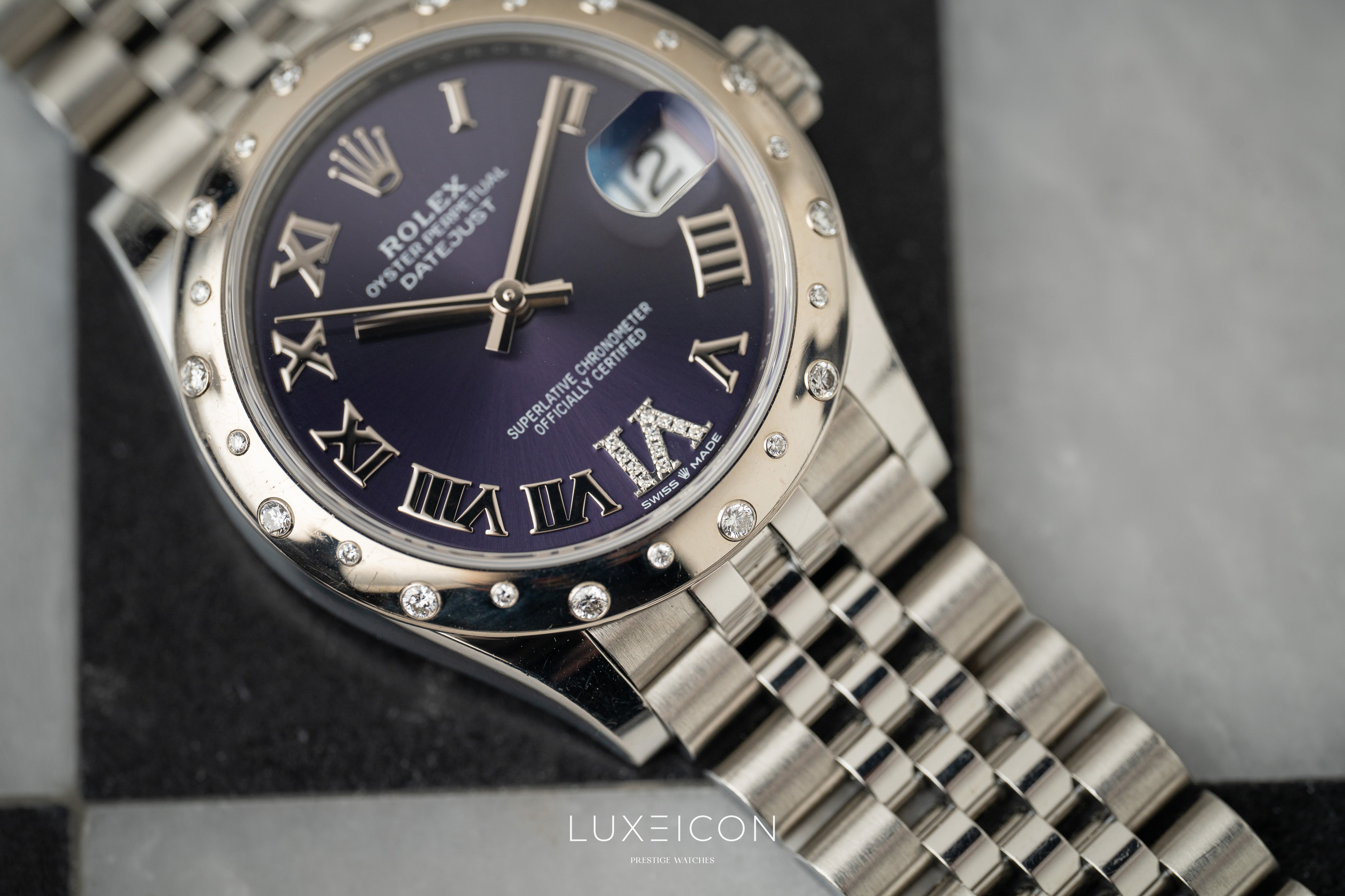 Rolex Datejust 31 Purple Diamond VI Dial Diamond Bezel Jubilee Bracelet 278344RBR